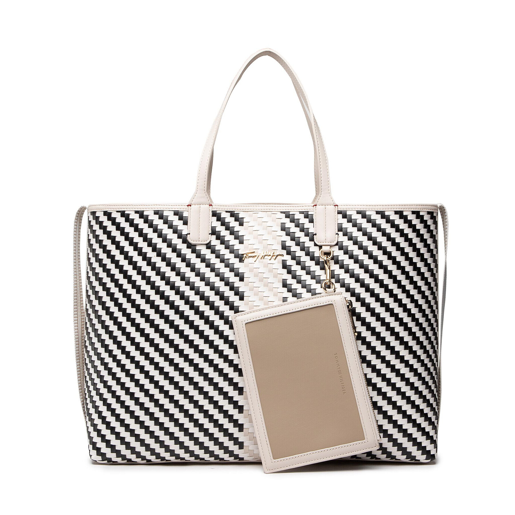 Tommy Hilfiger Geantă Iconic Tommy Tote Woven AW0AW12320 Negru - Pled.ro