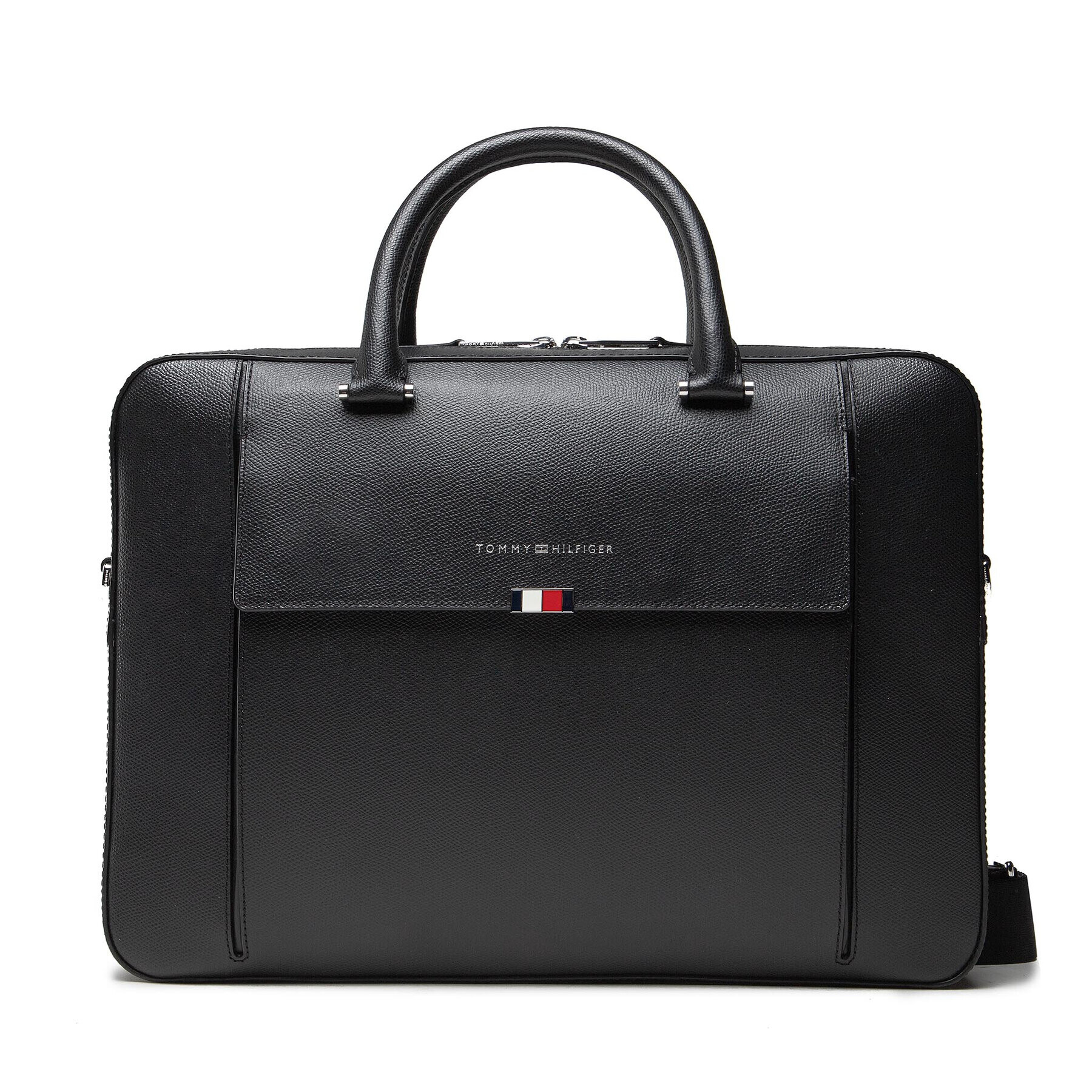 Tommy Hilfiger Geantă pentru laptop Business Leather Slim Comp Bag AM0AM07755 Negru - Pled.ro