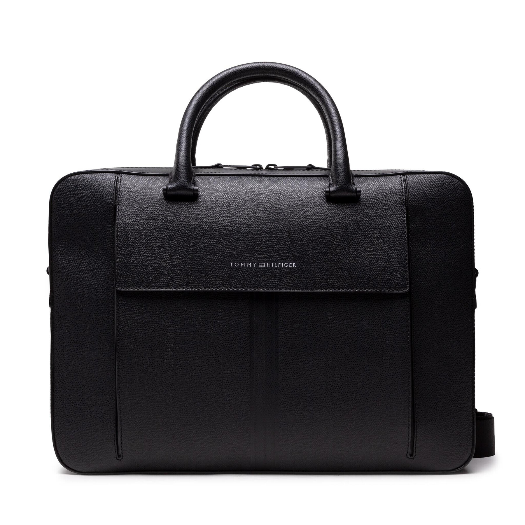 Tommy Hilfiger Geantă pentru laptop Business Leather Slim Comp Bag AM0AM08085 Negru - Pled.ro