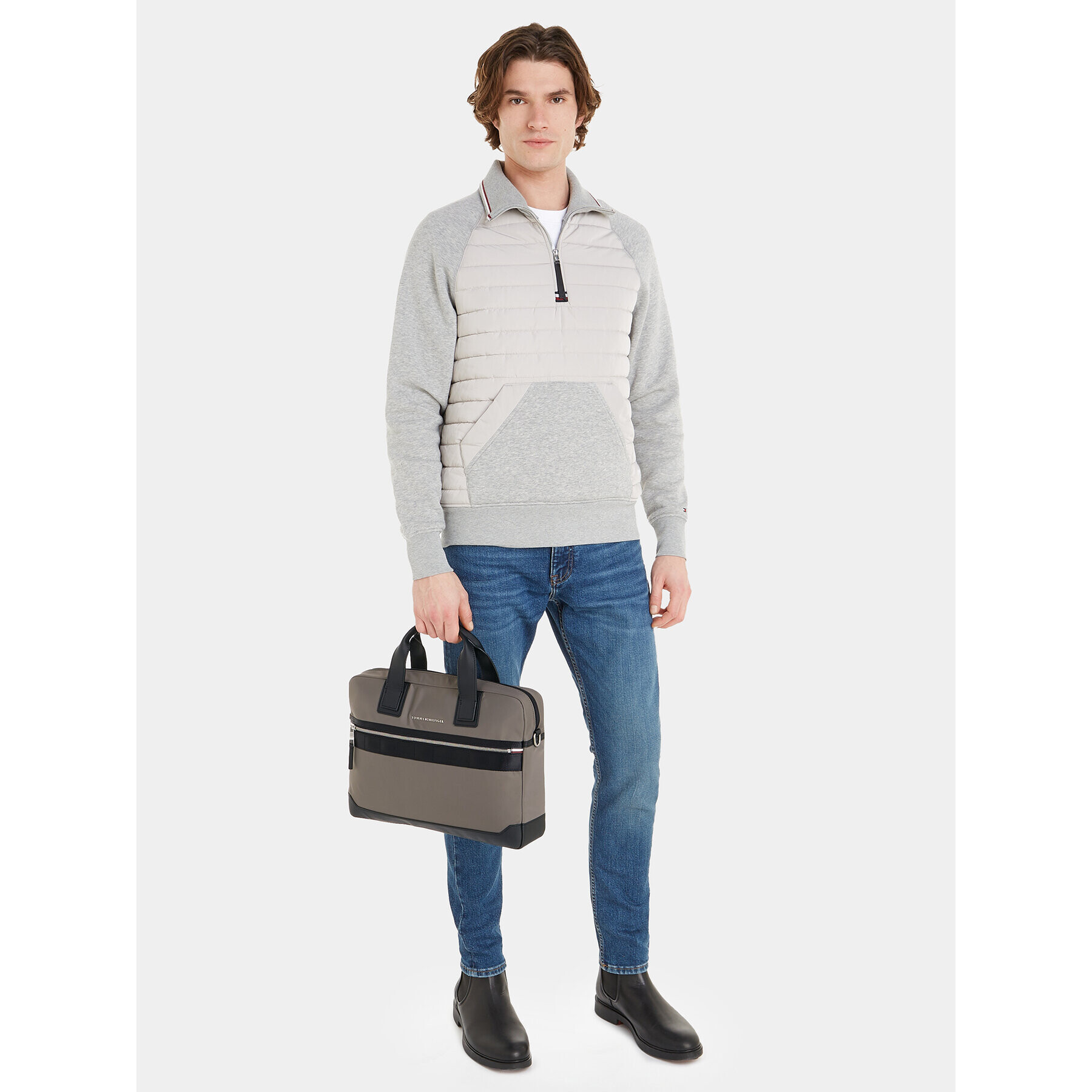 Tommy Hilfiger Geantă pentru laptop Th Elevated Nylon Computer Bag AM0AM11574 Gri - Pled.ro