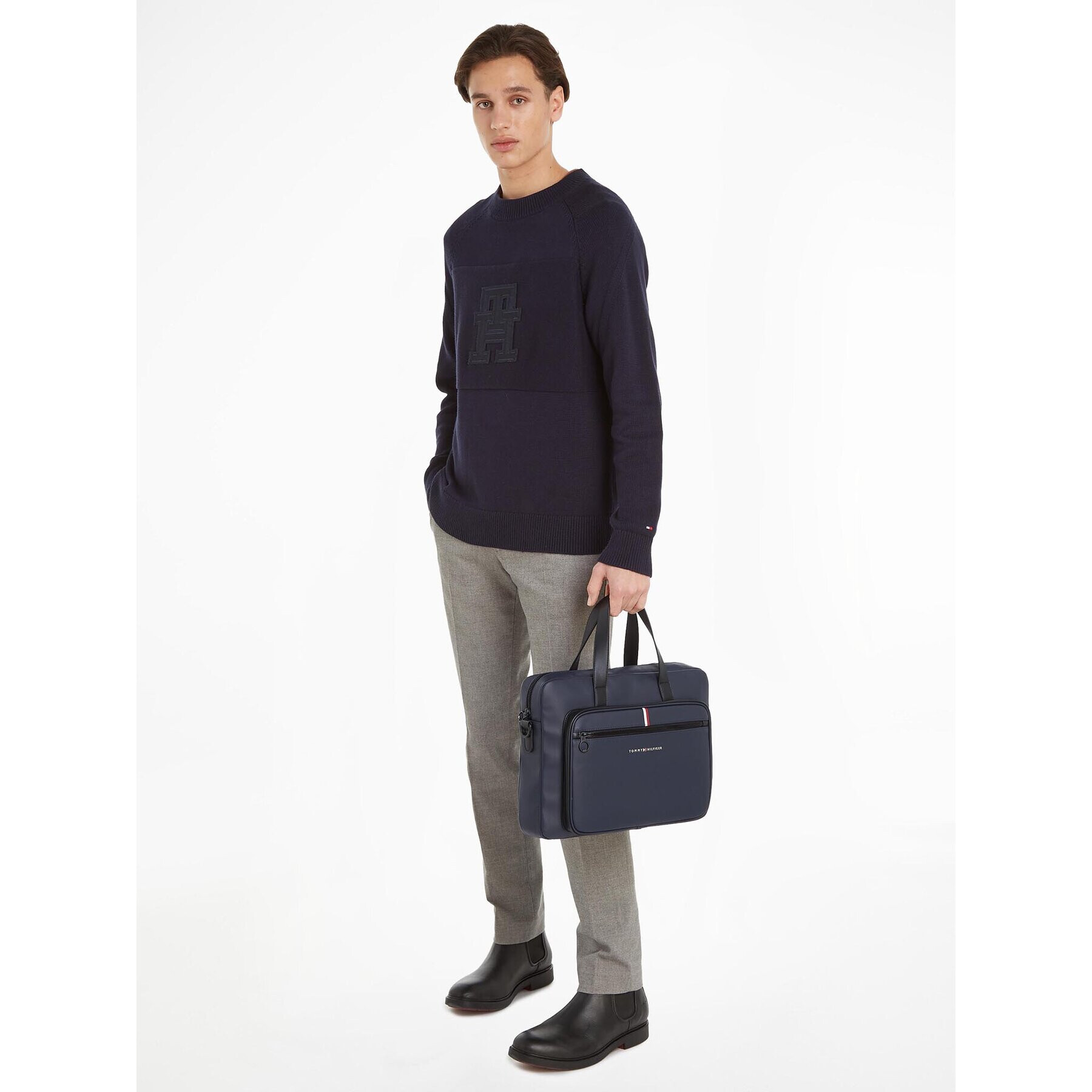 Tommy Hilfiger Geantă pentru laptop Th Essential Pique Computer Bag AM0AM11542 Bleumarin - Pled.ro