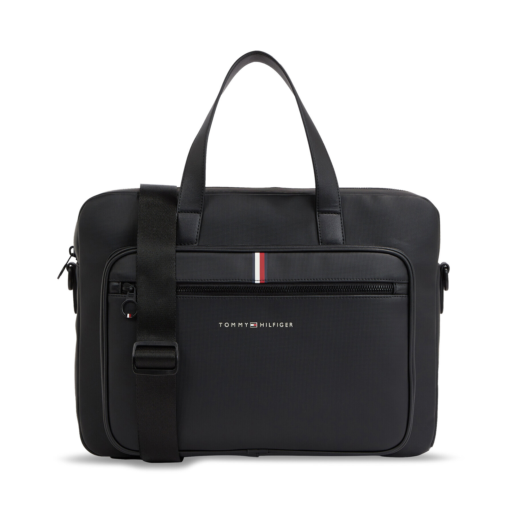 Tommy Hilfiger Geantă pentru laptop Th Essential Pique Computer Bag AM0AM11542 Negru - Pled.ro