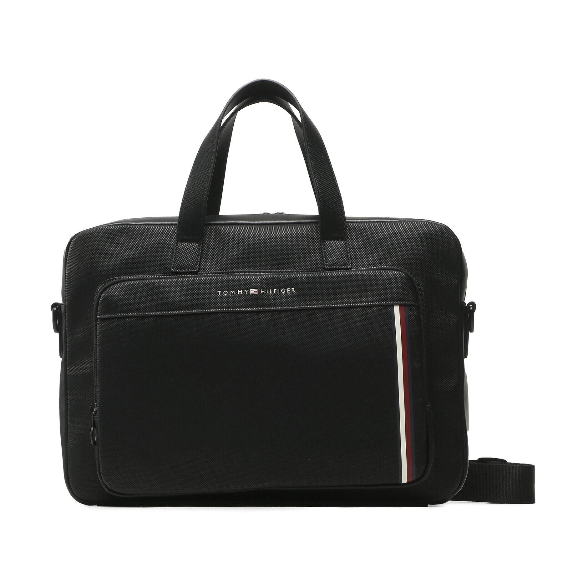 Tommy Hilfiger Geantă pentru laptop Th Pique Pu Slim Coputer Bag AM0AM11314 Negru - Pled.ro