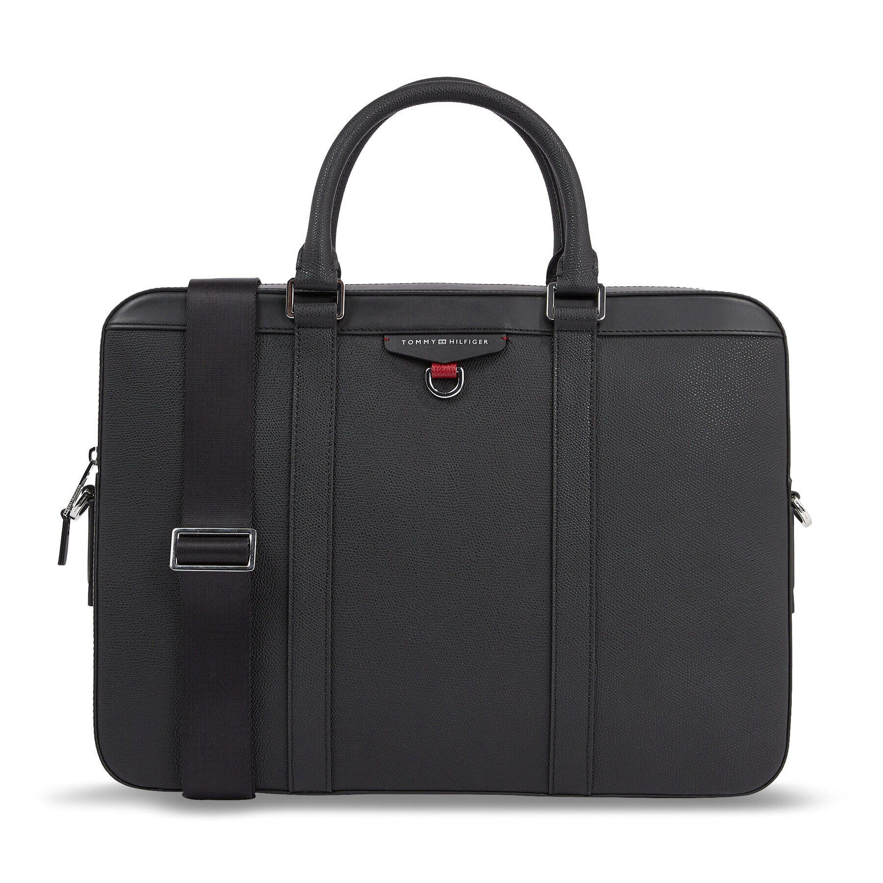 Tommy Hilfiger Geantă pentru laptop Th Structured Leather Comp Bag AM0AM11562 Negru - Pled.ro