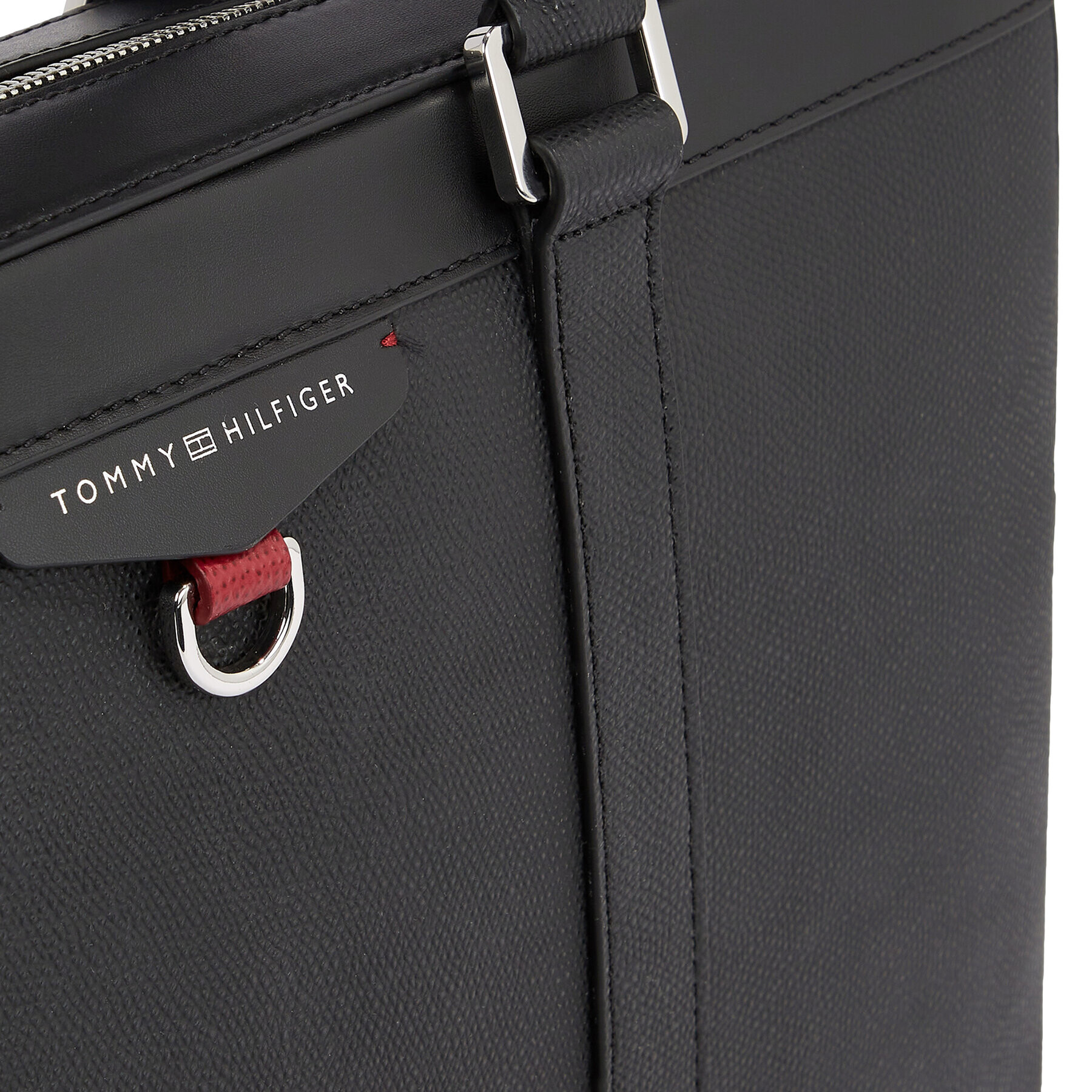 Tommy Hilfiger Geantă pentru laptop Th Structured Leather Comp Bag AM0AM11562 Negru - Pled.ro