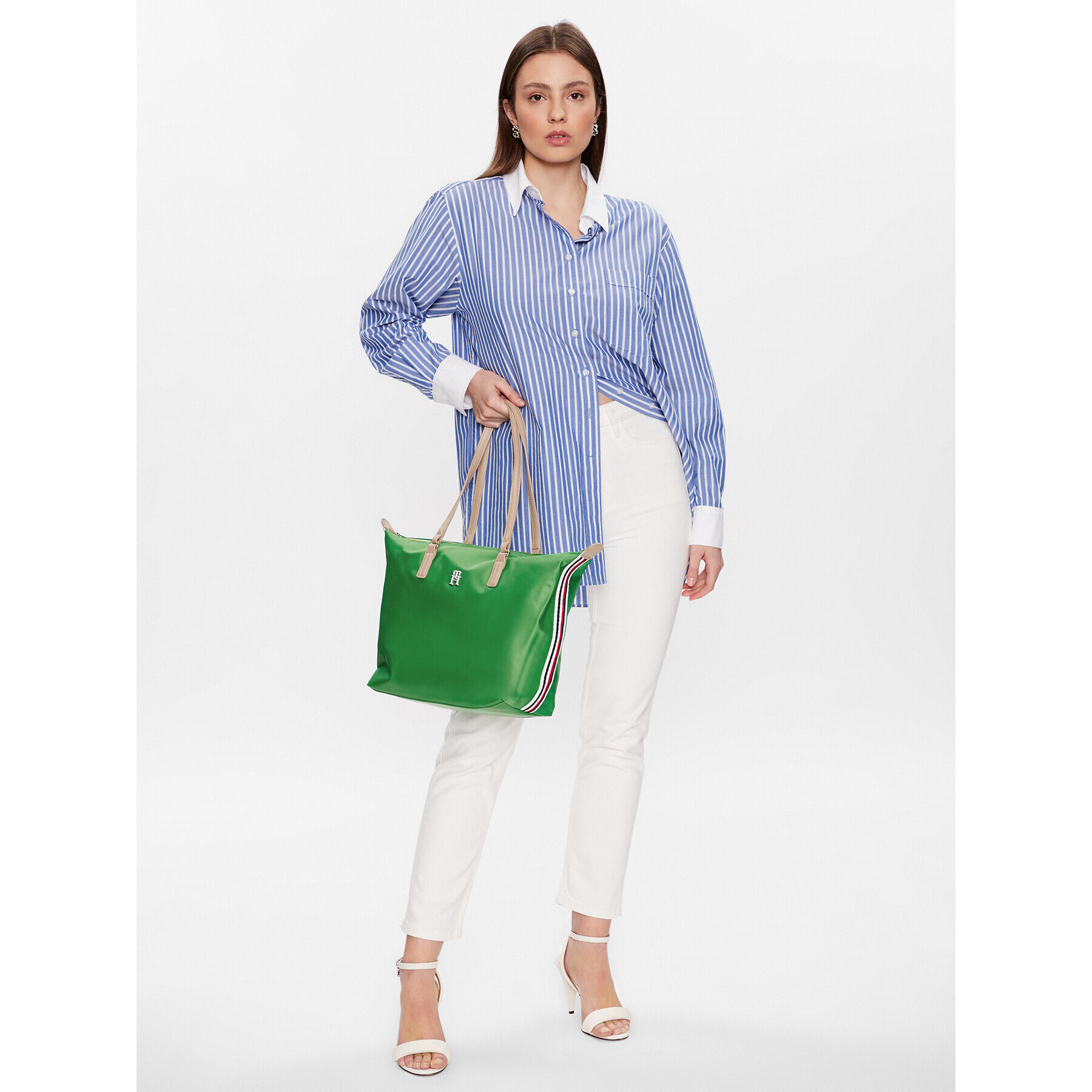 Tommy Hilfiger Geantă Poppy Tote Corp AW0AW14474 Verde - Pled.ro