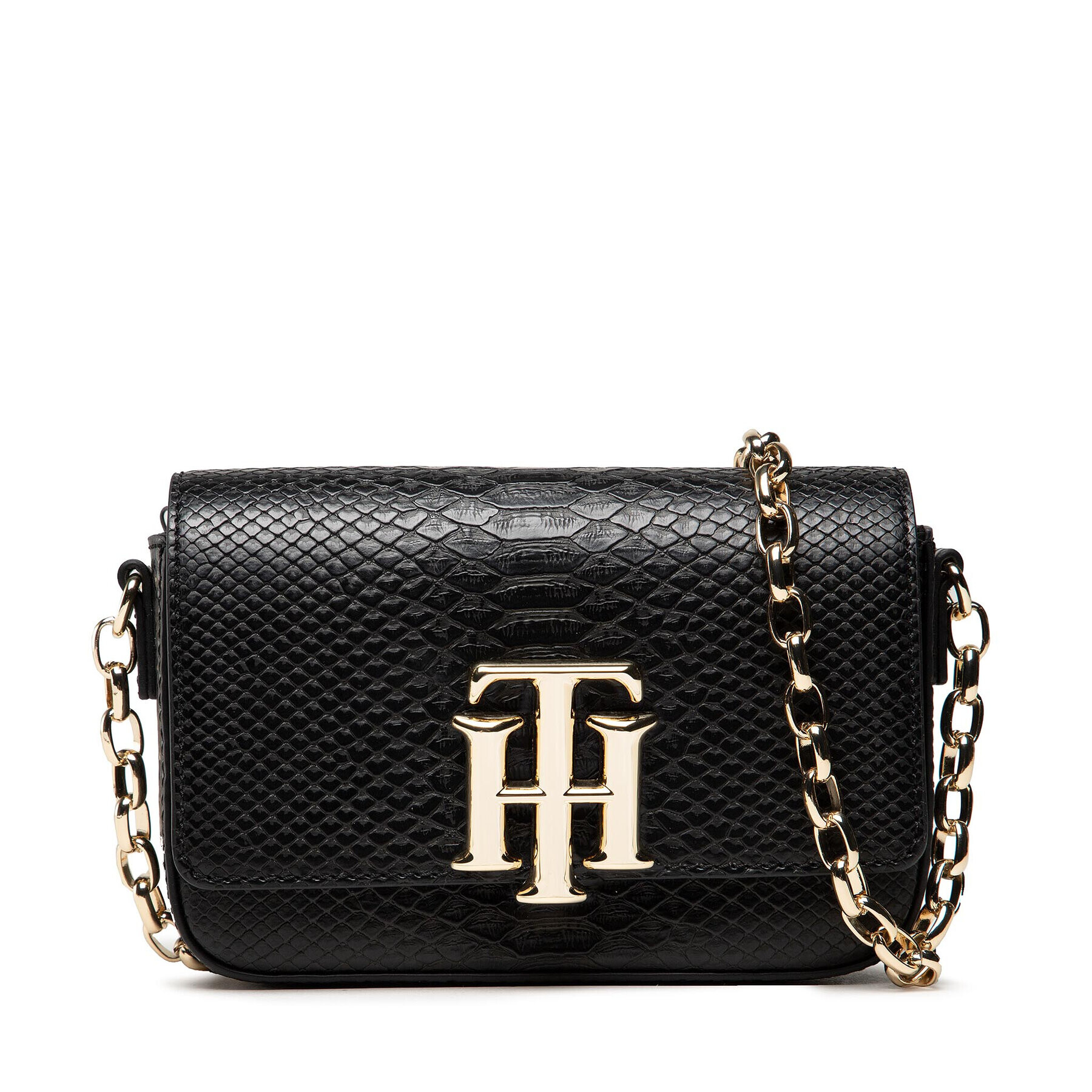 Tommy Hilfiger Geantă Th Lock Mini Crossover Snake AW0AW10462 Negru - Pled.ro