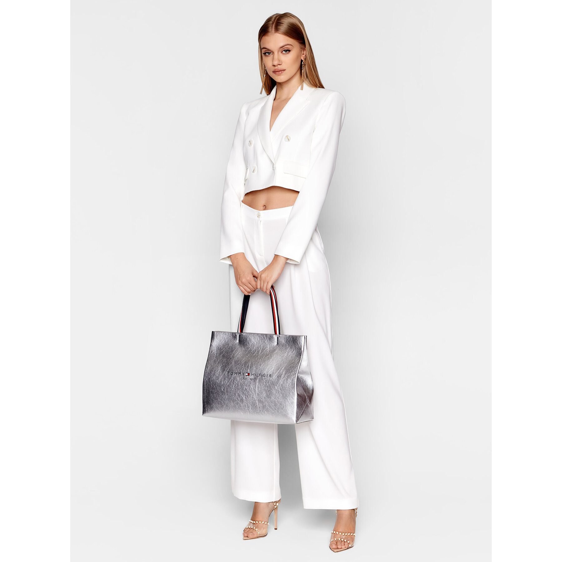 Tommy Hilfiger Geantă Tommy Shopper Ew Tote AW0AW10801 Argintiu - Pled.ro