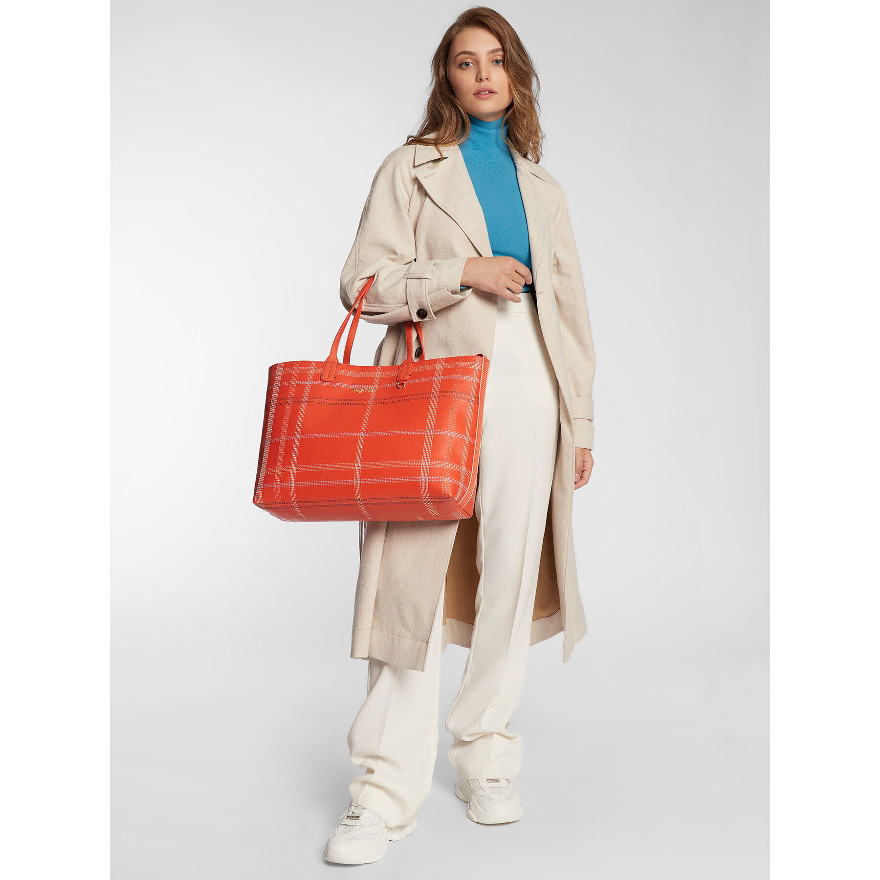 Tommy Hilfiger Geantă Iconic Tommy Tote Check AW0AWI2311 Portocaliu - Pled.ro