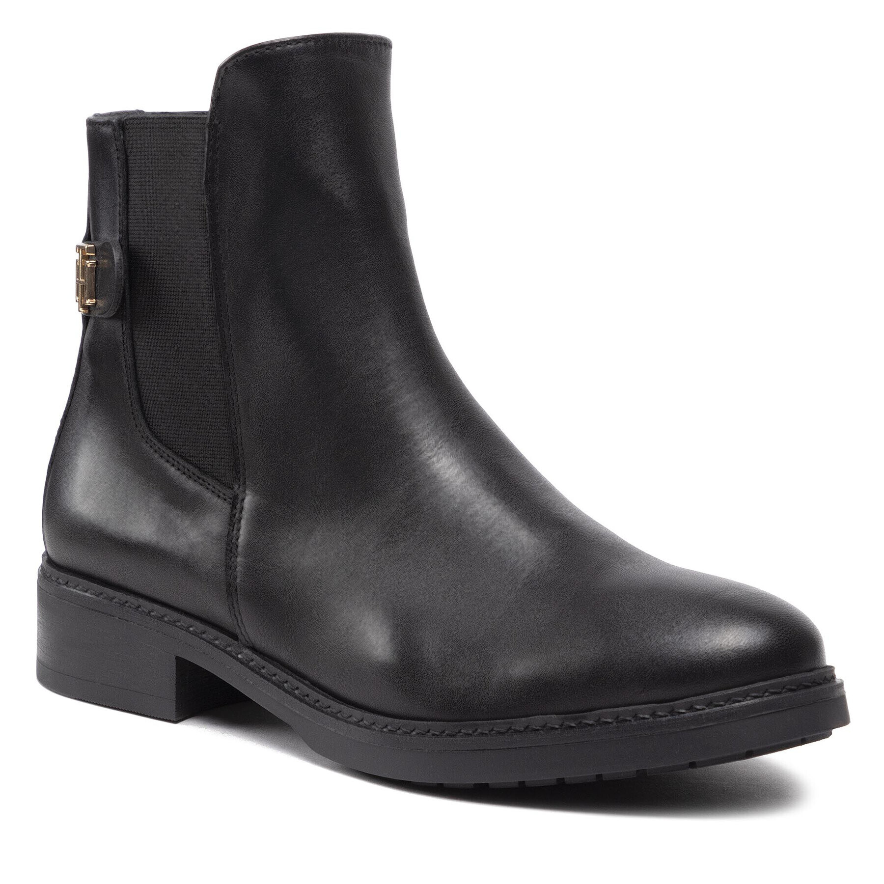 Tommy Hilfiger Ghete Jodhpur Th Leather Flat Boot FW0FW06749 Negru - Pled.ro