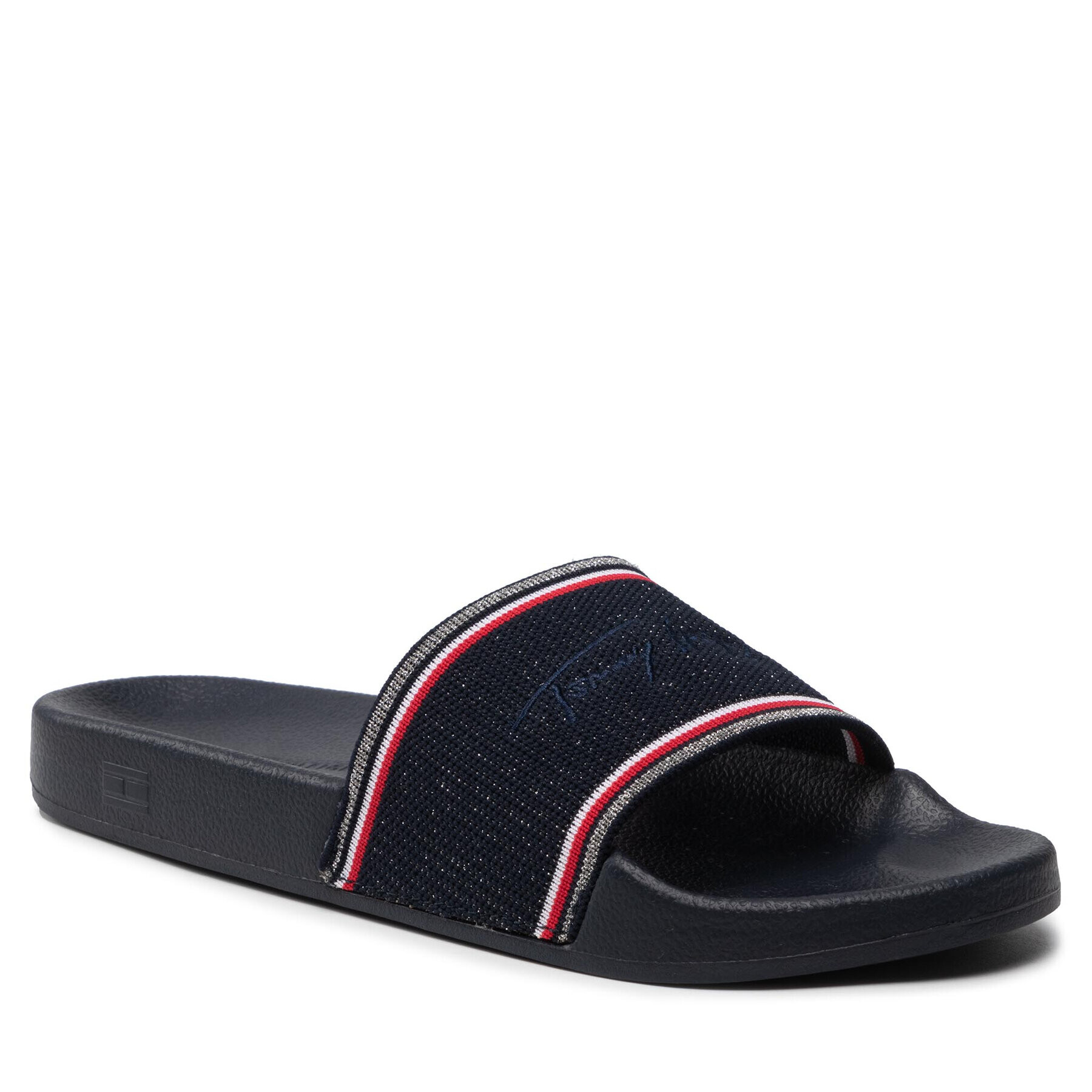 Tommy Hilfiger Șlapi Essential Shiny Knit Pool Slide FW0FW06311 Bleumarin - Pled.ro