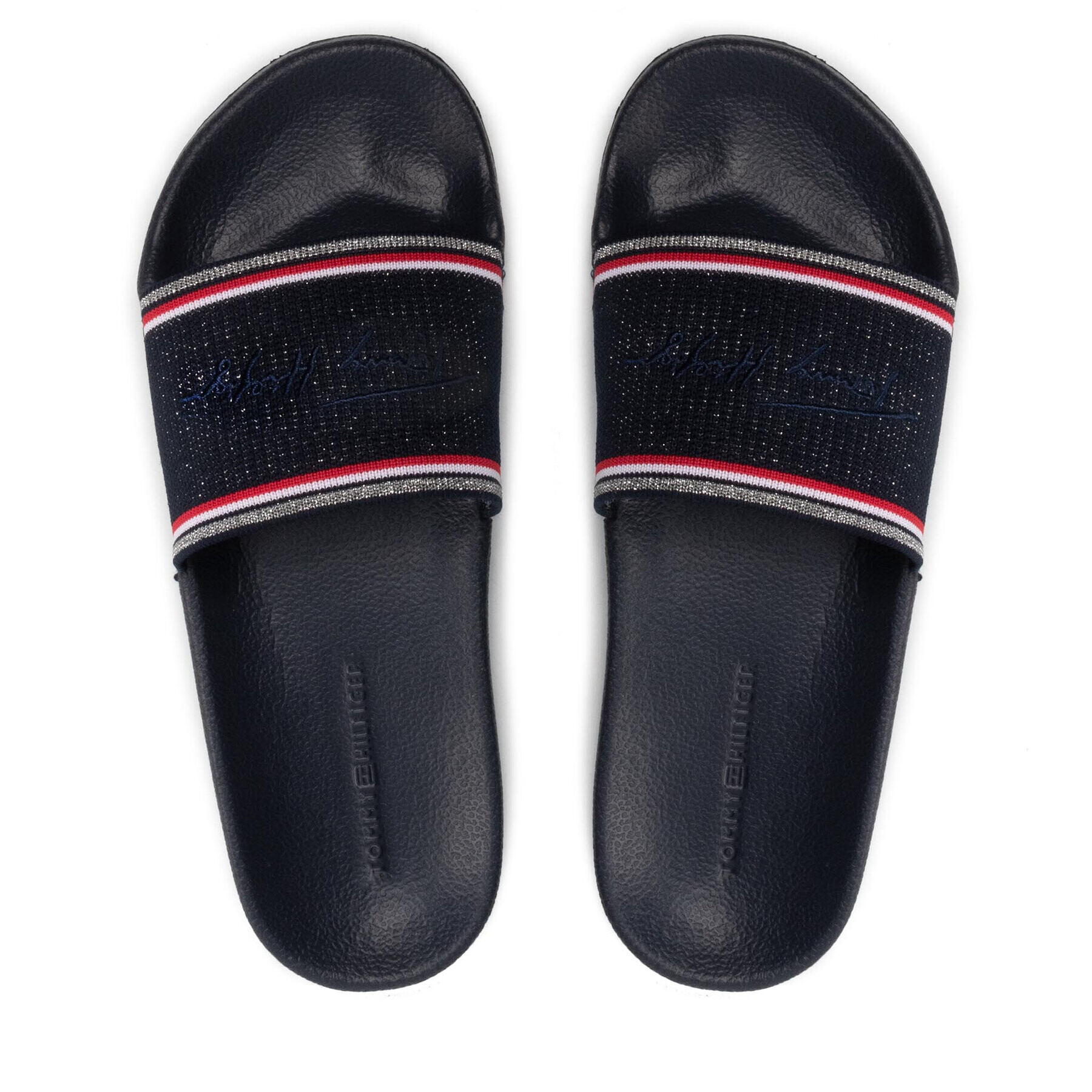 Tommy Hilfiger Șlapi Essential Shiny Knit Pool Slide FW0FW06311 Bleumarin - Pled.ro