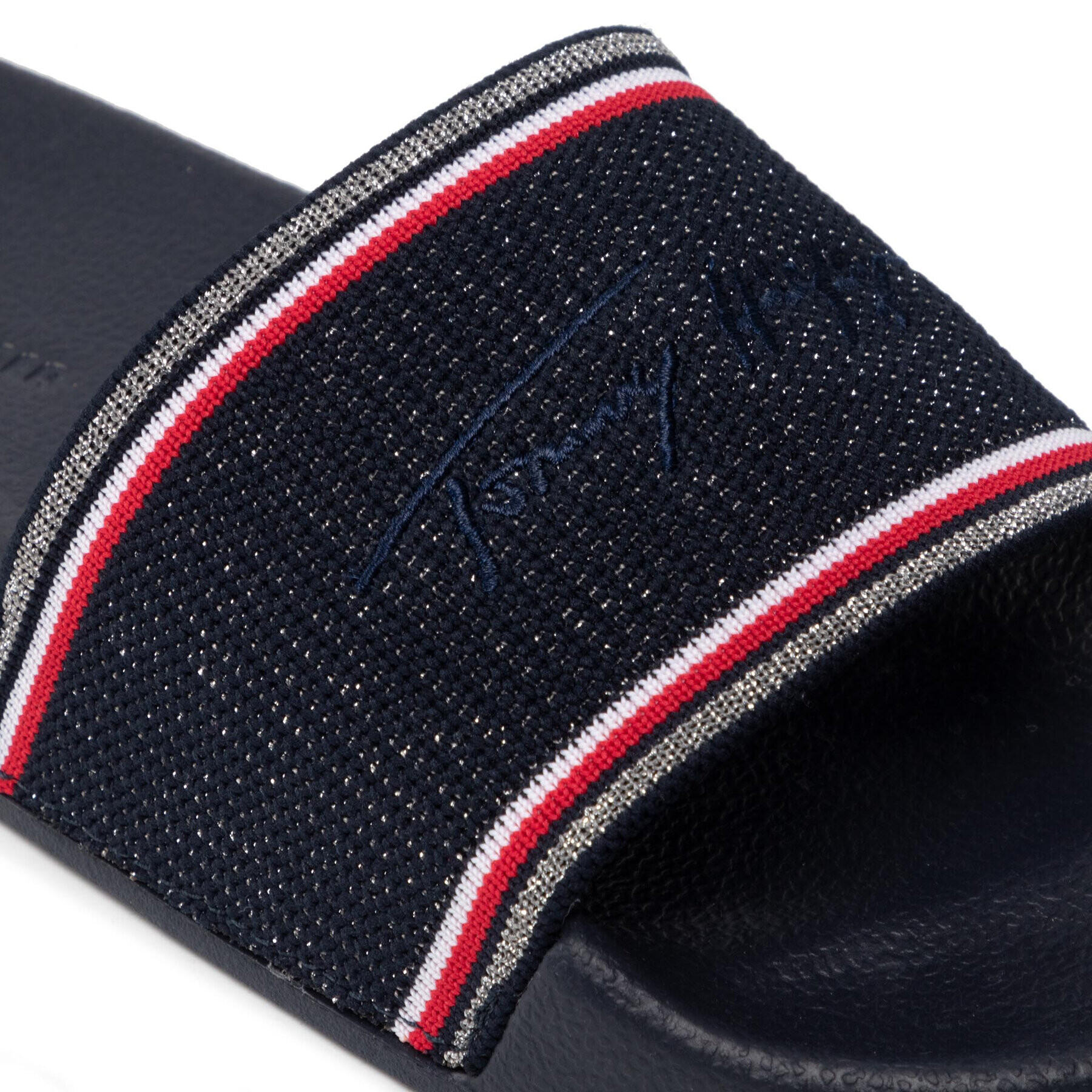 Tommy Hilfiger Șlapi Essential Shiny Knit Pool Slide FW0FW06311 Bleumarin - Pled.ro