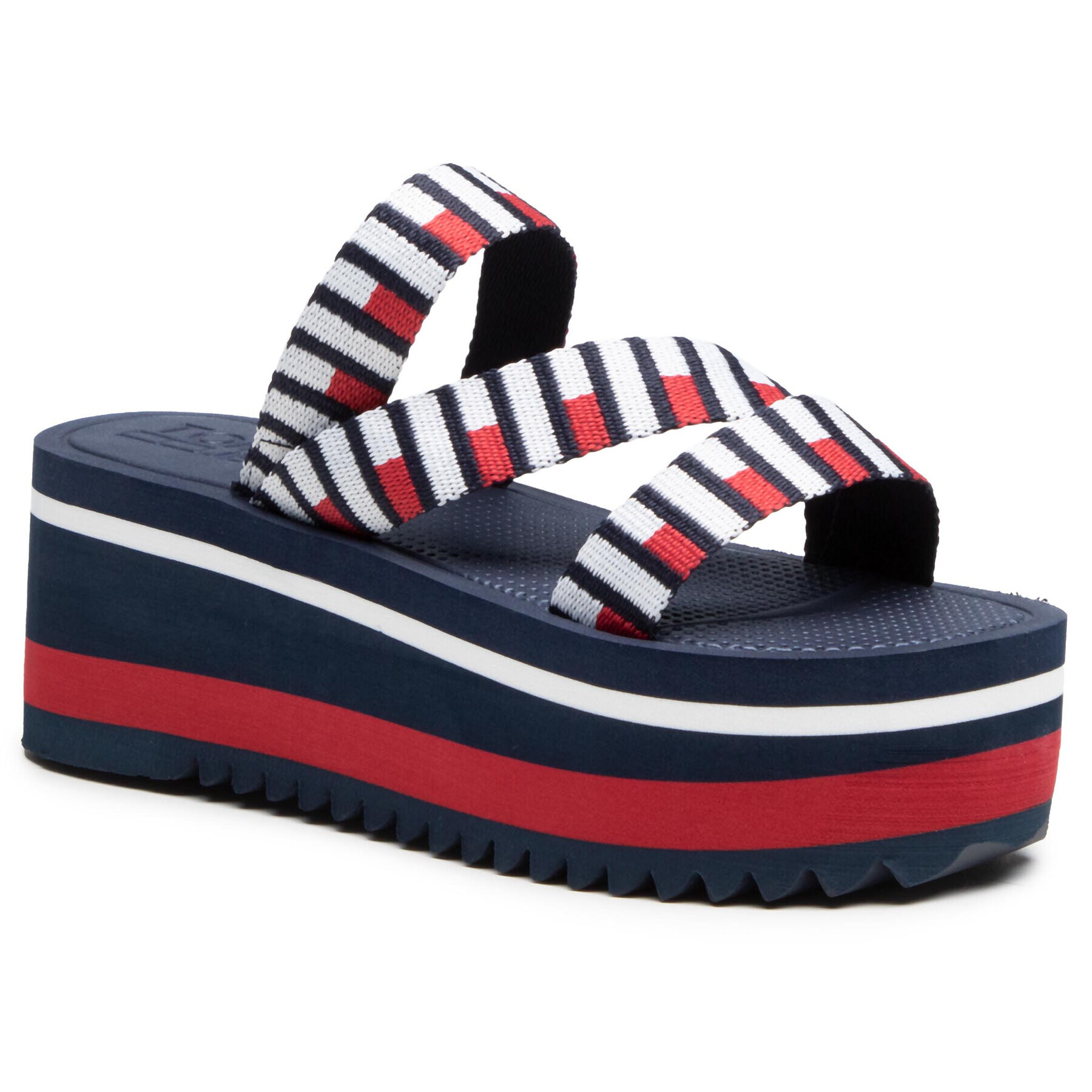 Tommy Jeans Șlapi Flag Webbing Flatform Mule EN0EN01318 Bleumarin - Pled.ro