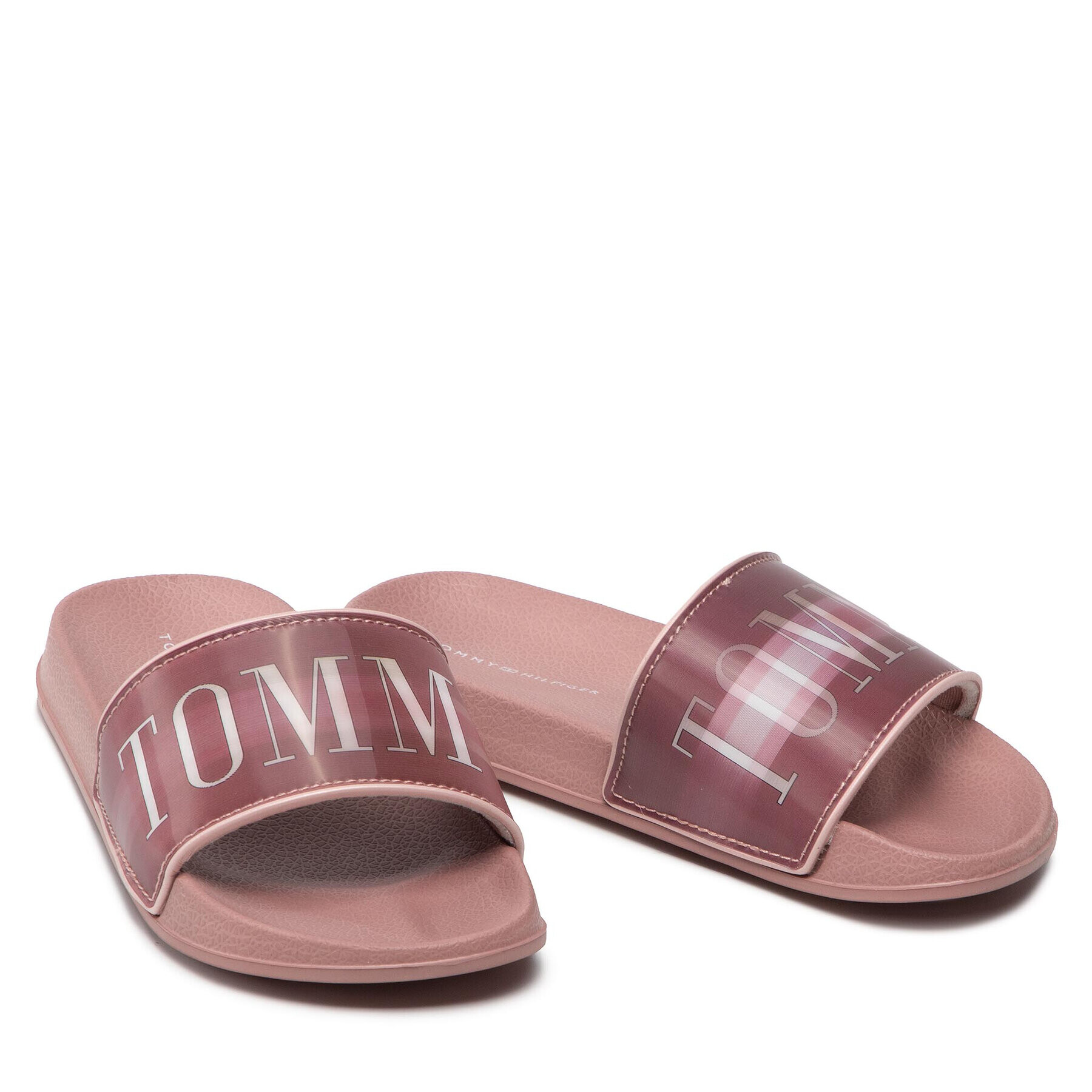 Tommy Hilfiger Șlapi Holographic Pool Slide T3A0-32198-1172 M Roz - Pled.ro