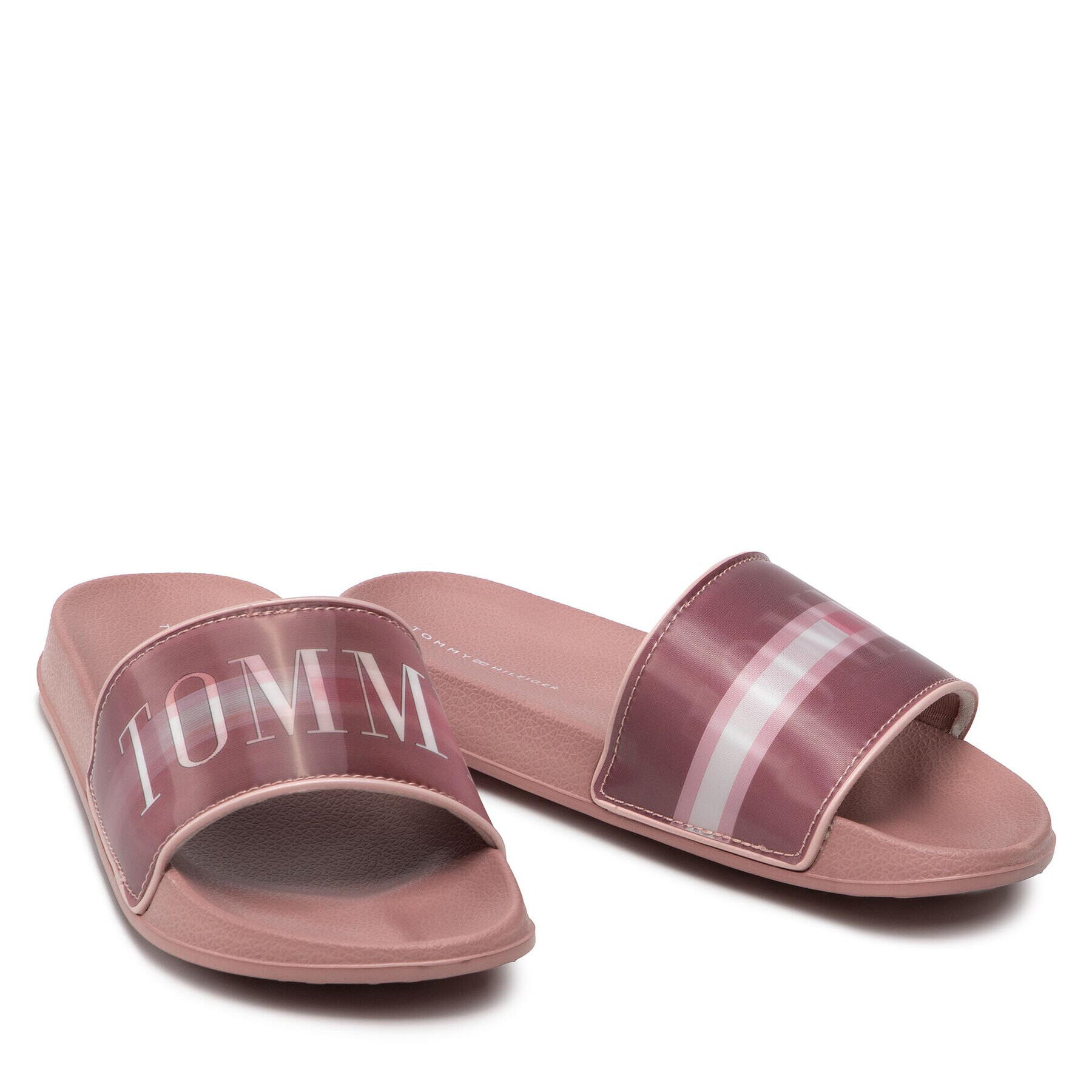 Tommy Hilfiger Șlapi Holographic Pool Slide T3A0-32198-1172 S Roz - Pled.ro