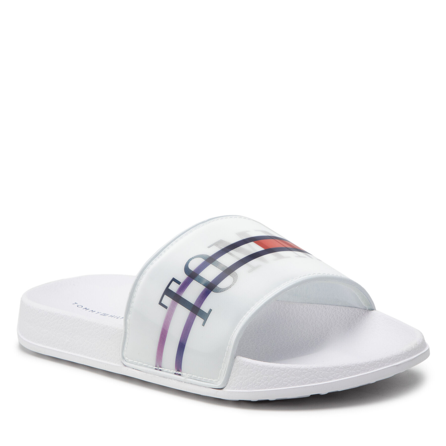 Tommy Hilfiger Șlapi Holographic Pool Slide T3B0-32276-1172 S Alb - Pled.ro