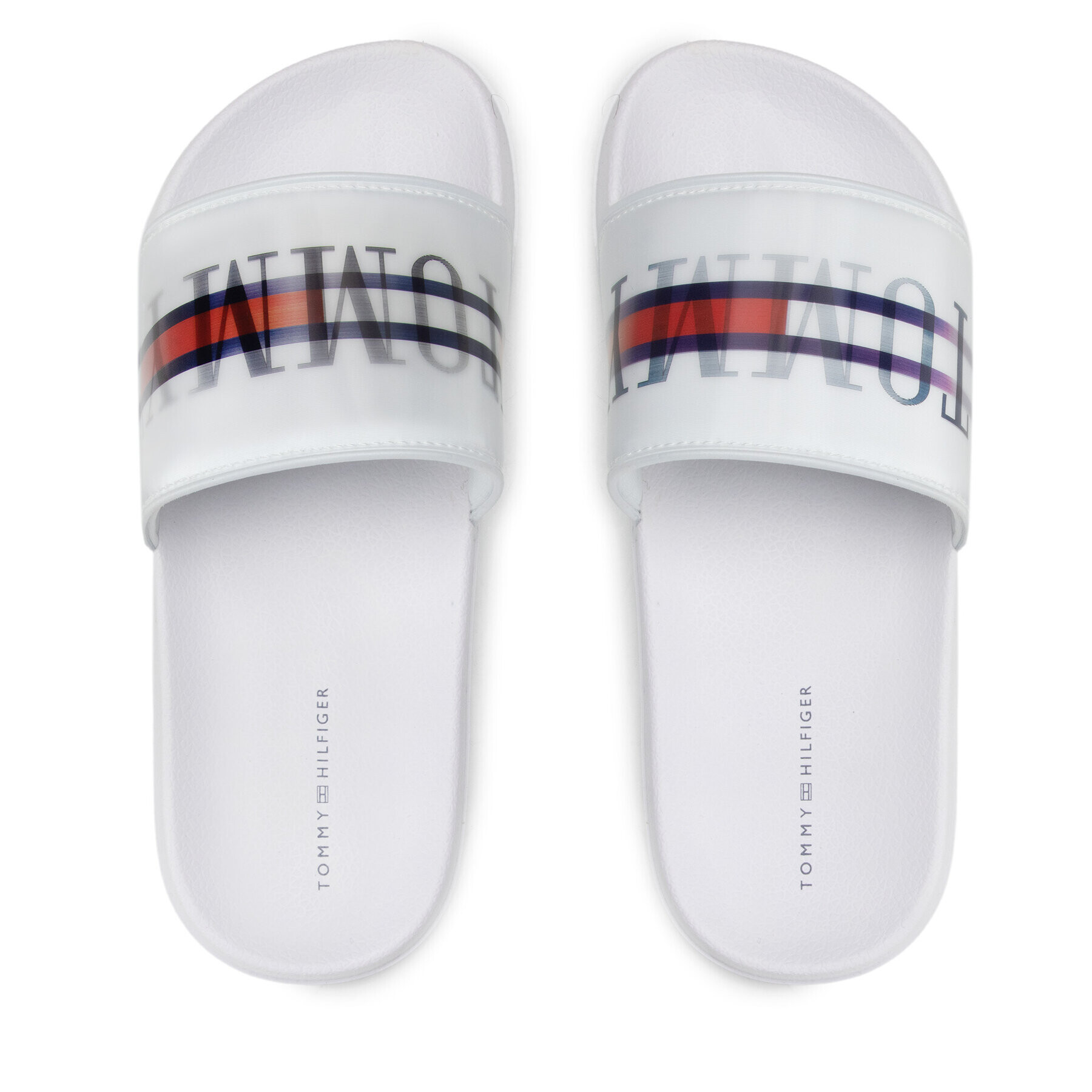 Tommy Hilfiger Șlapi Holographic Pool Slide T3B0-32276-1172 S Alb - Pled.ro