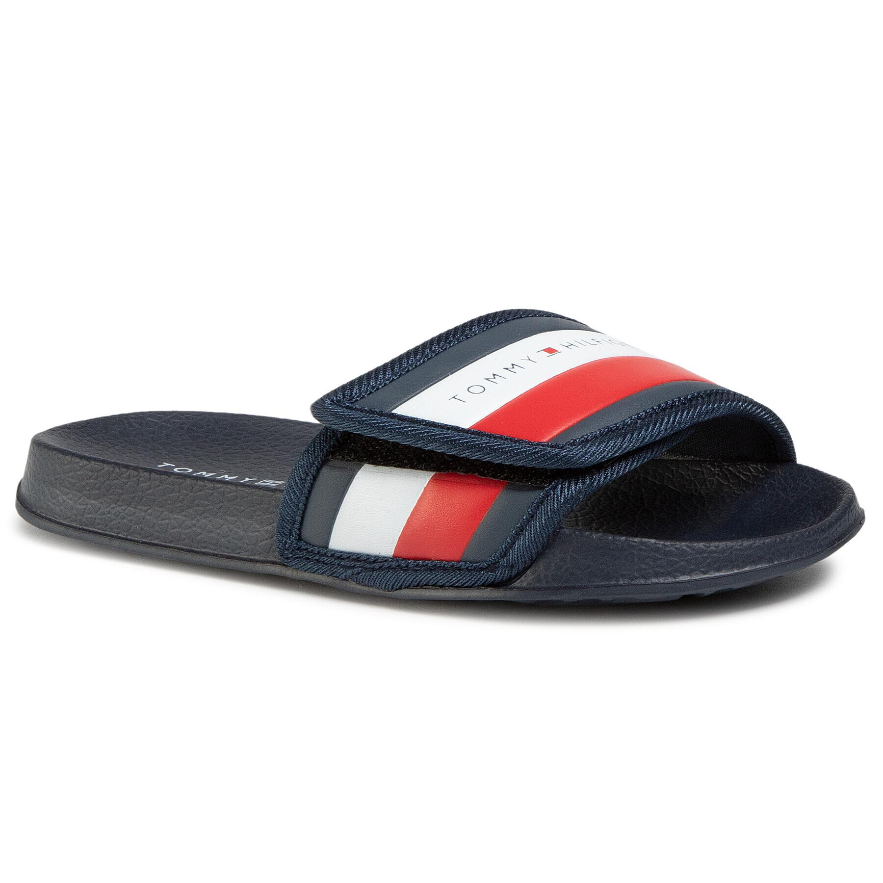 Tommy Hilfiger Șlapi Maxi Velcro Pool Slide T3B0-30761-0739 S Bleumarin - Pled.ro