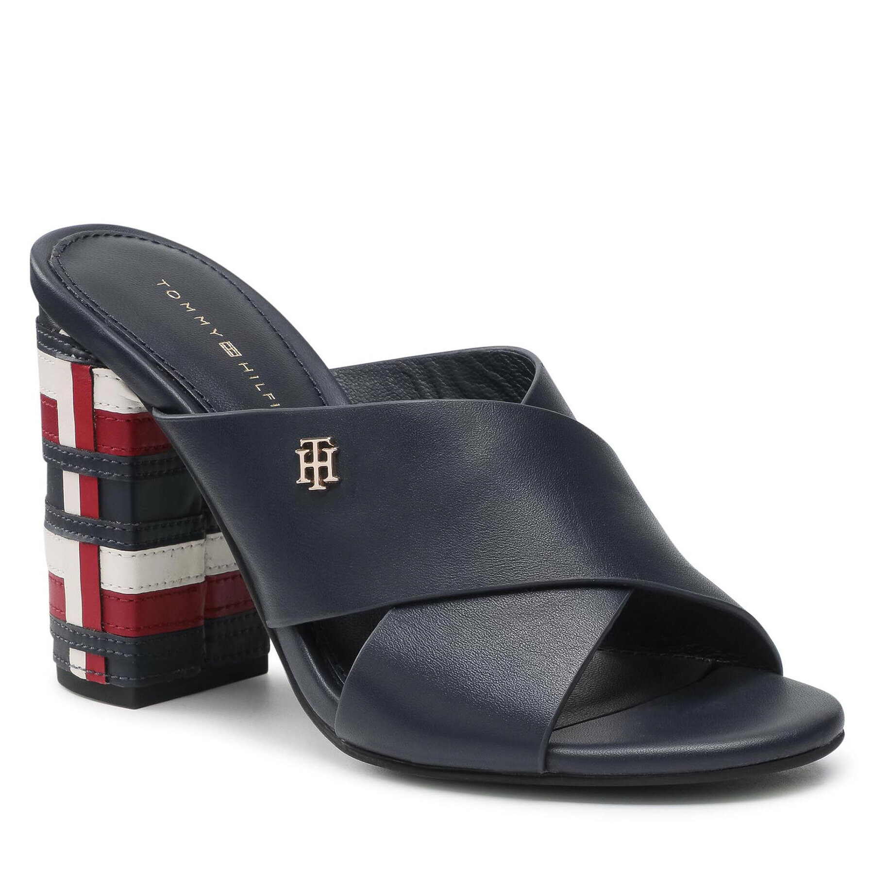 Tommy Hilfiger Șlapi Th Corporate High Heel Mule FW0FW05772 Bleumarin - Pled.ro