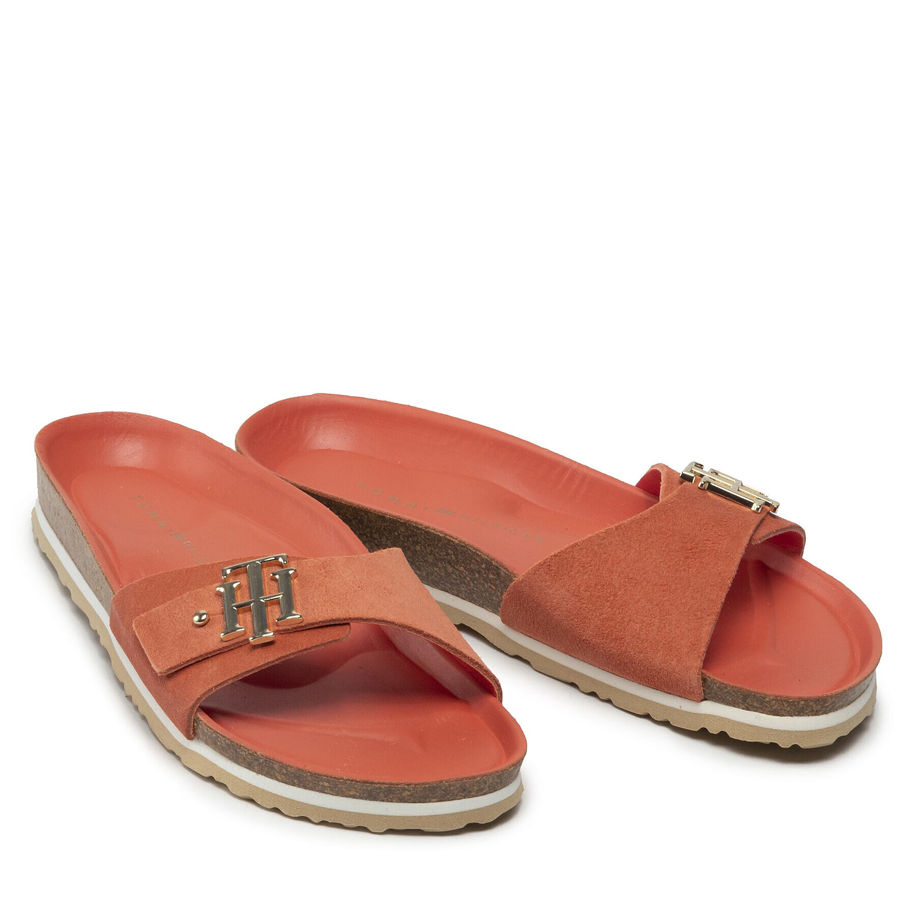 Tommy Hilfiger Șlapi Th Molded Footbed Flat Sandal FW0FW06244 Portocaliu - Pled.ro