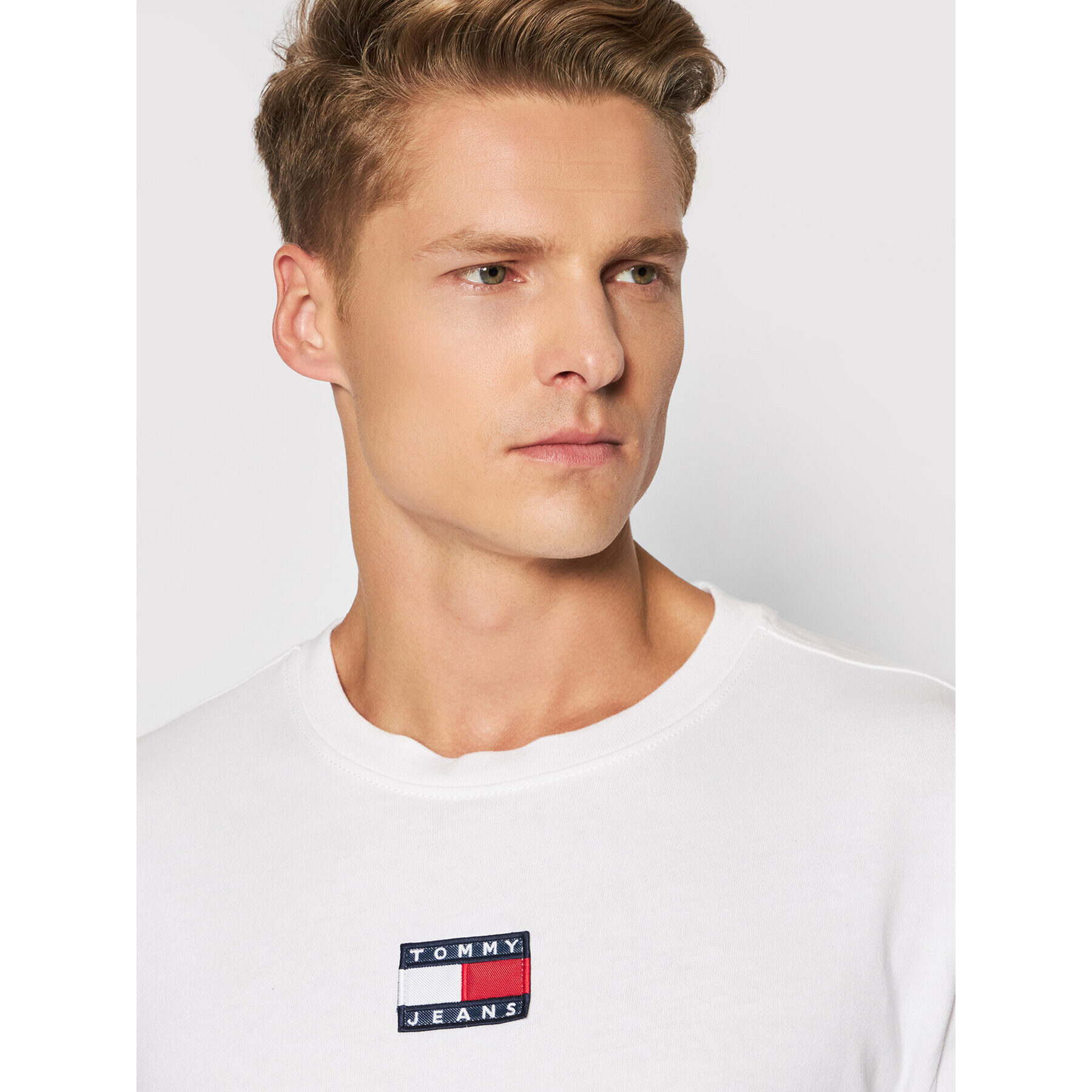 Tommy Hilfiger Longsleeve Badge DM0DM10932 Alb Regular Fit - Pled.ro