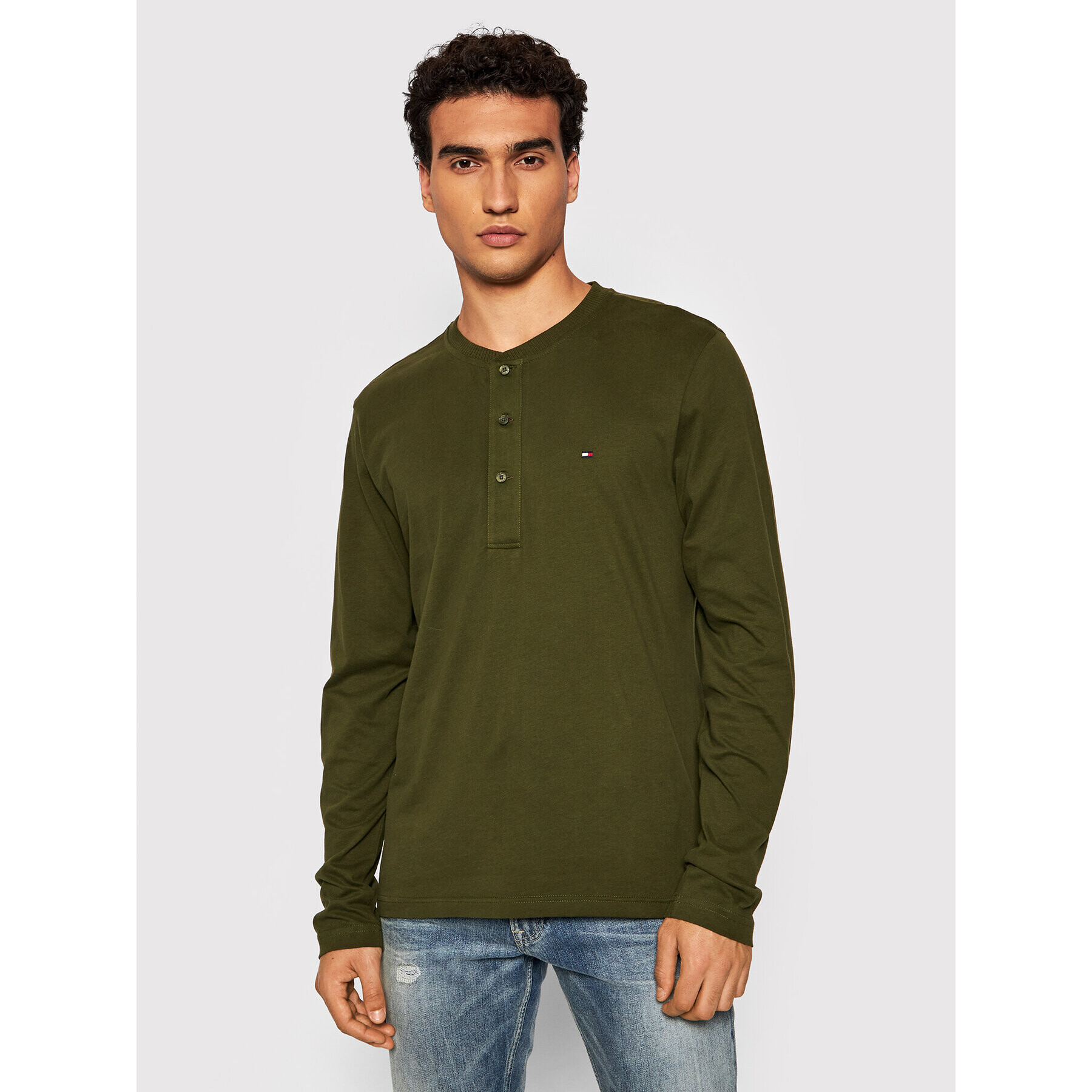 Tommy Hilfiger Longsleeve Classic Henley MW0MW20159 Verde Regular Fit - Pled.ro