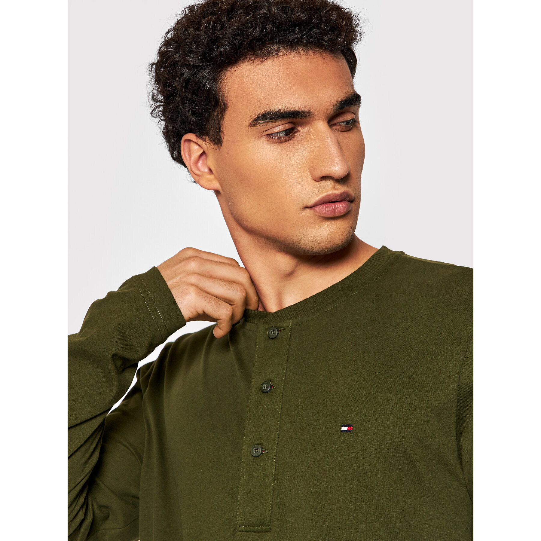 Tommy Hilfiger Longsleeve Classic Henley MW0MW20159 Verde Regular Fit - Pled.ro