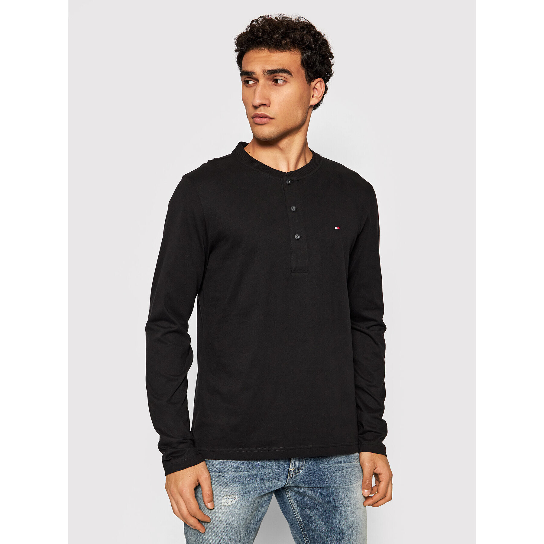 Tommy Hilfiger Longsleeve Classics Henley MW0MW20159 Negru Regular Fit - Pled.ro