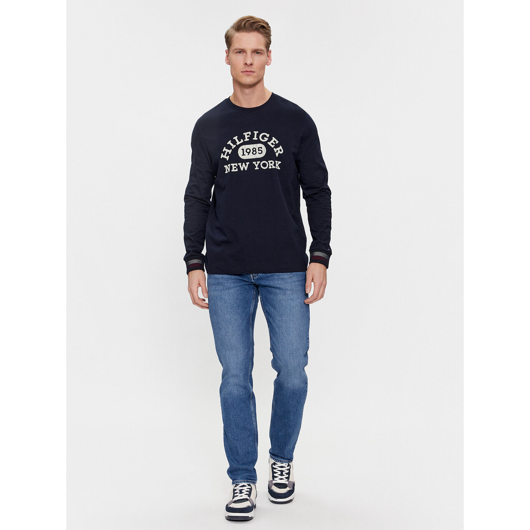 Tommy Hilfiger Longsleeve Collegiate MW0MW32591 Bleumarin Regular Fit - Pled.ro