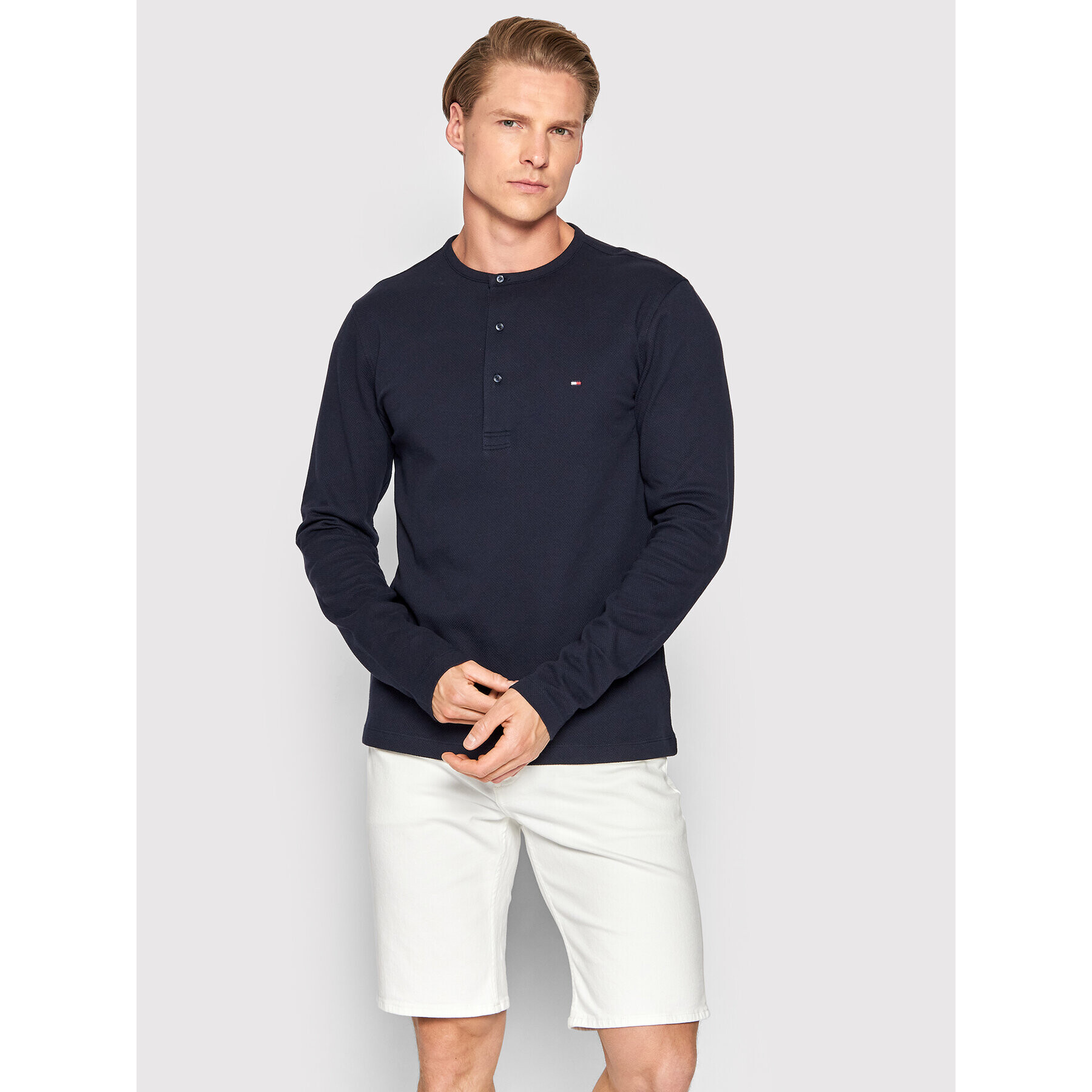 Tommy Hilfiger Longsleeve Dessed Casuals Henley MW0MW24551 Bleumarin Regular Fit - Pled.ro