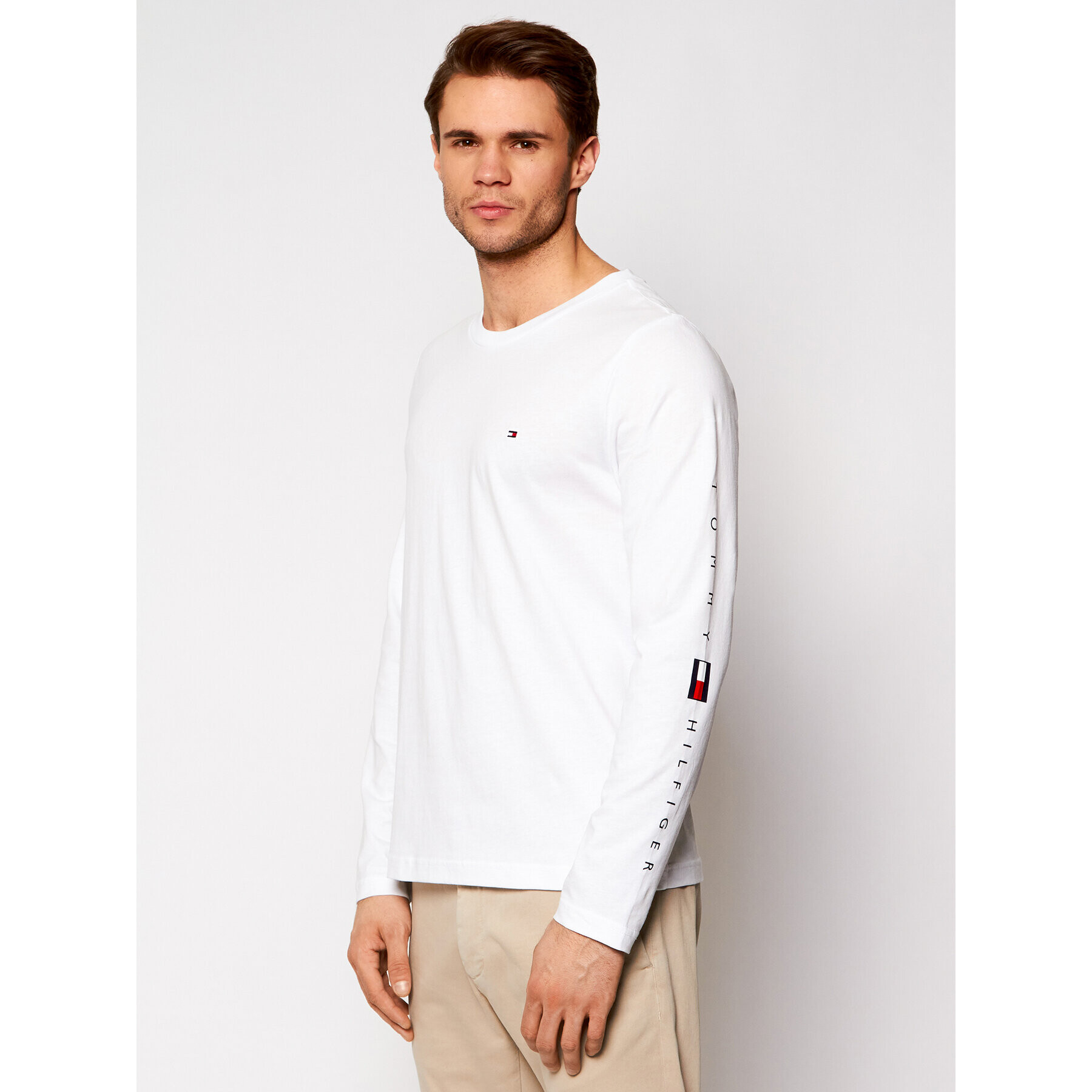 Tommy Hilfiger Longsleeve Essential Ls MW0MW17677 Alb Regular Fit - Pled.ro