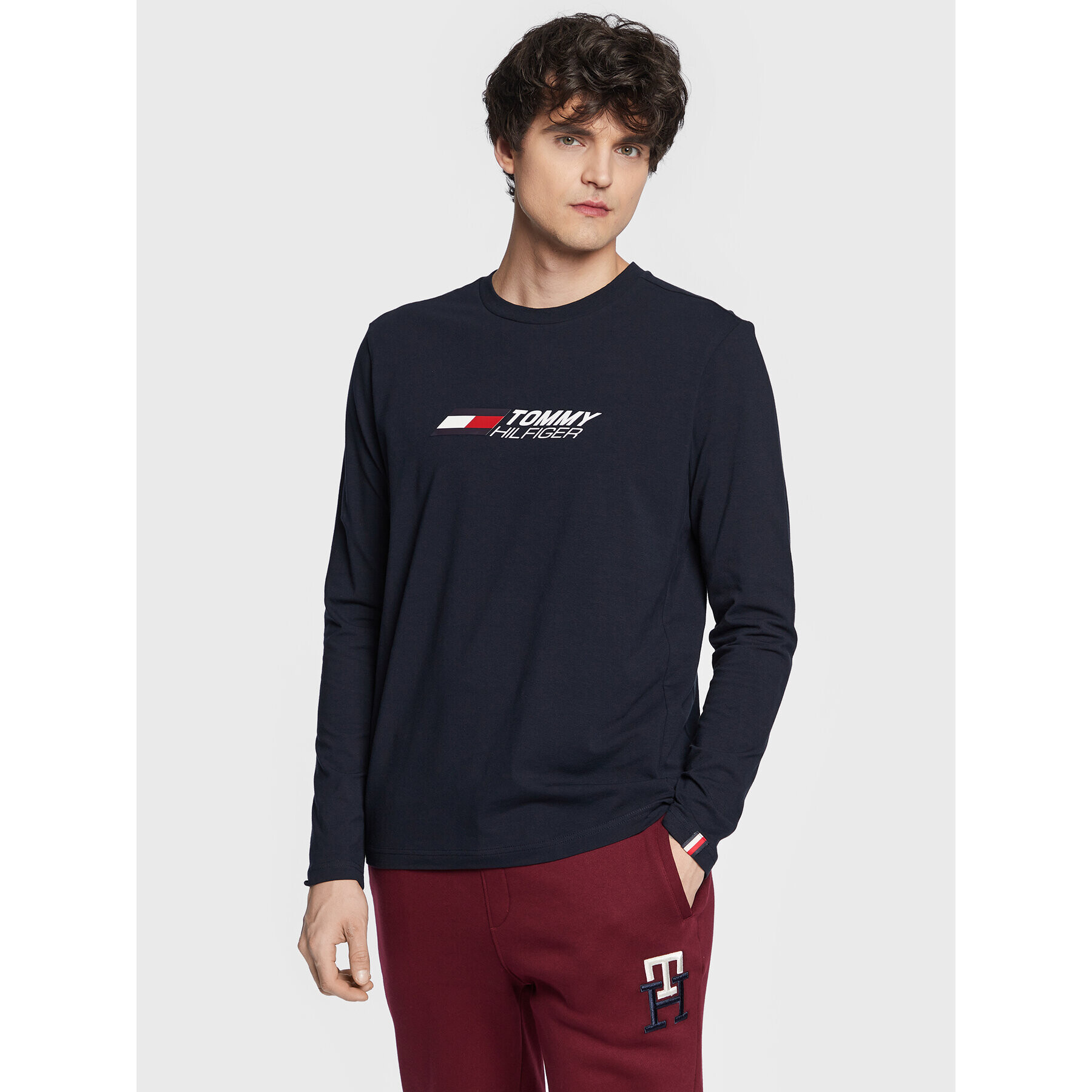 Tommy Hilfiger Longsleeve Essentials MW0MW28934 Bleumarin Regular Fit - Pled.ro