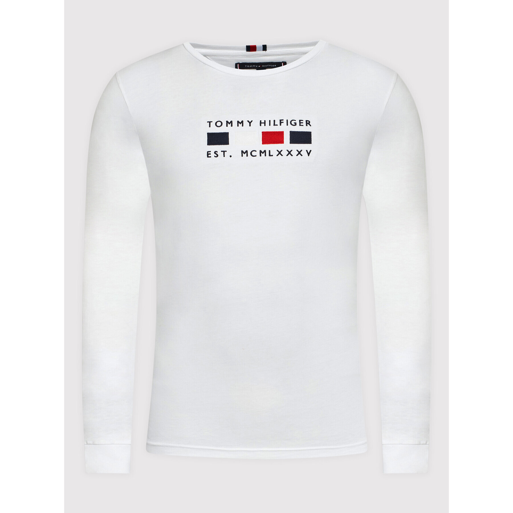 Tommy Hilfiger Longsleeve Four Flags MW0MW20163 Alb Regular Fit - Pled.ro