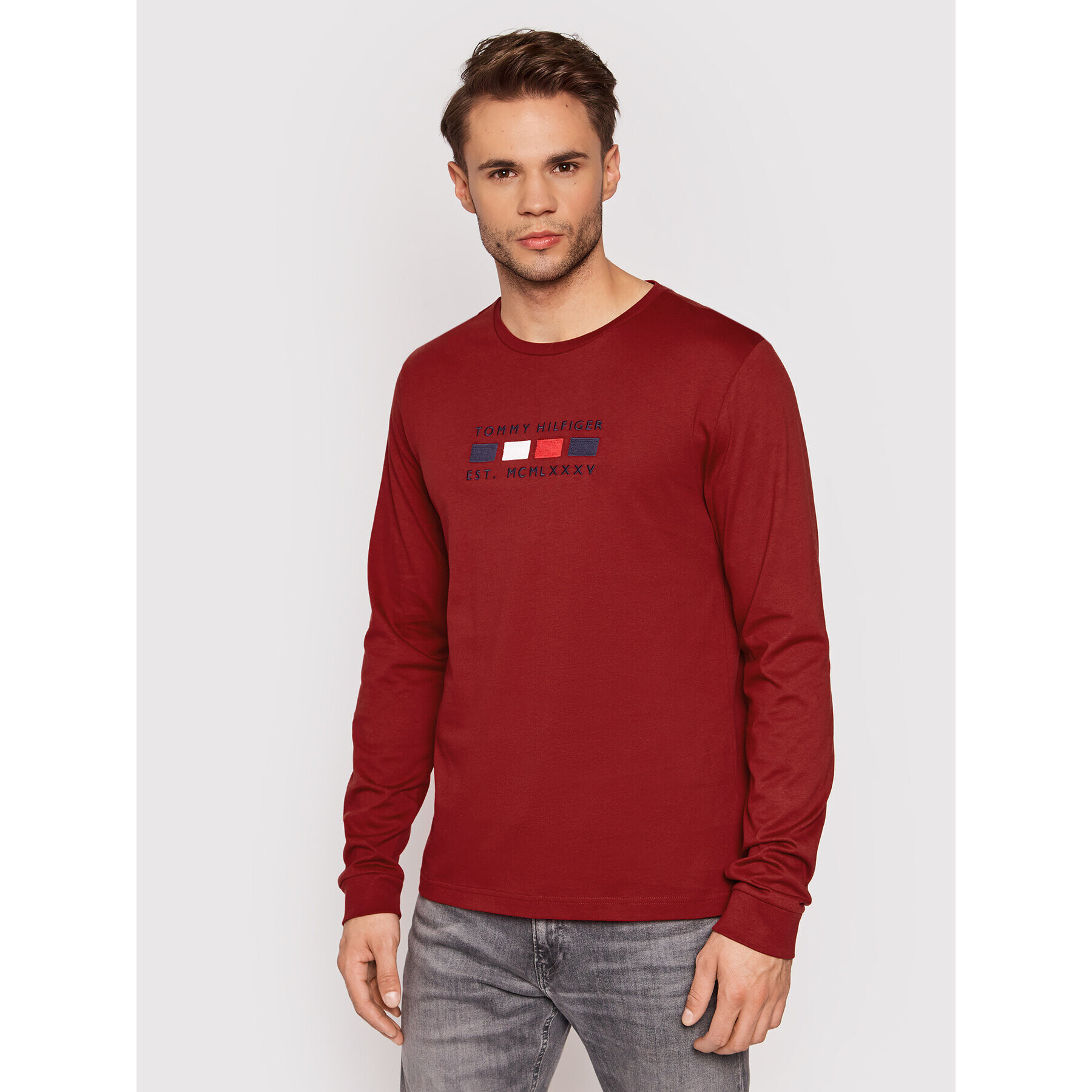 Tommy Hilfiger Longsleeve Four Flags MW0MW20163 Roșu Regular Fit - Pled.ro