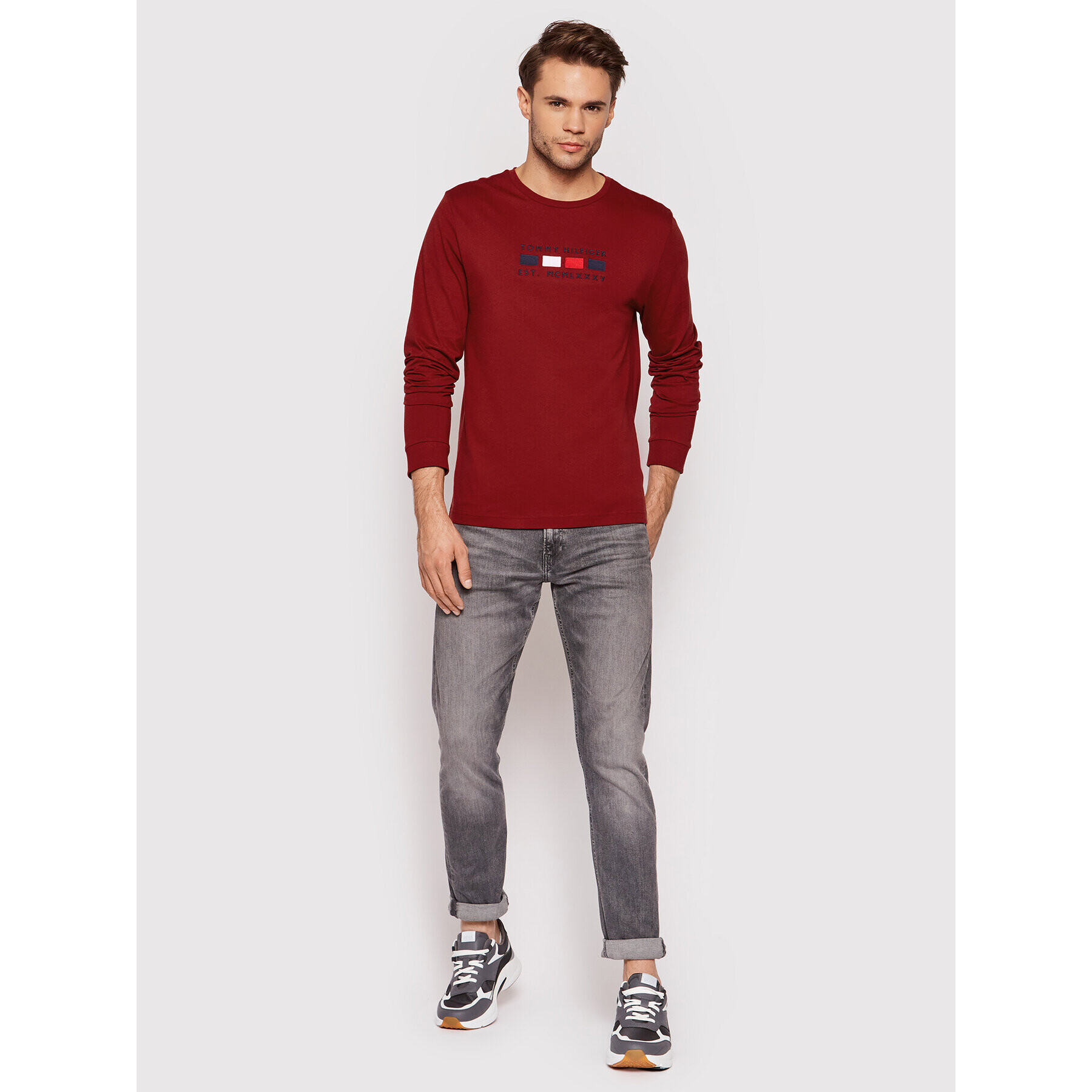 Tommy Hilfiger Longsleeve Four Flags MW0MW20163 Roșu Regular Fit - Pled.ro