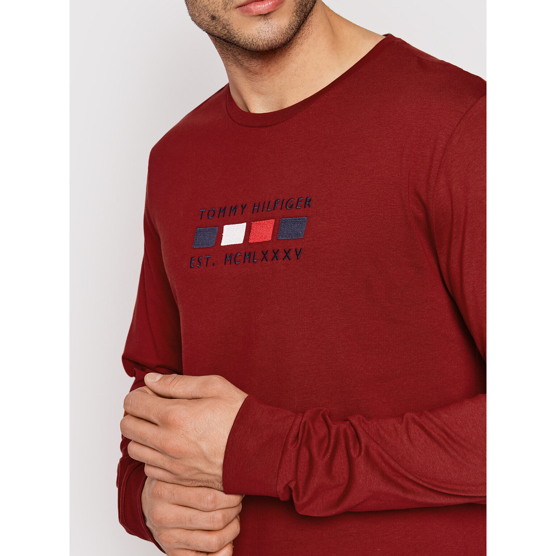 Tommy Hilfiger Longsleeve Four Flags MW0MW20163 Roșu Regular Fit - Pled.ro