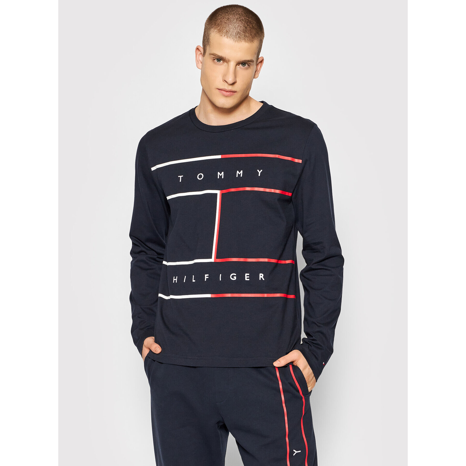 Tommy Hilfiger Longsleeve Large Rwb Flag MW0MW25053 Bleumarin Regular Fit - Pled.ro