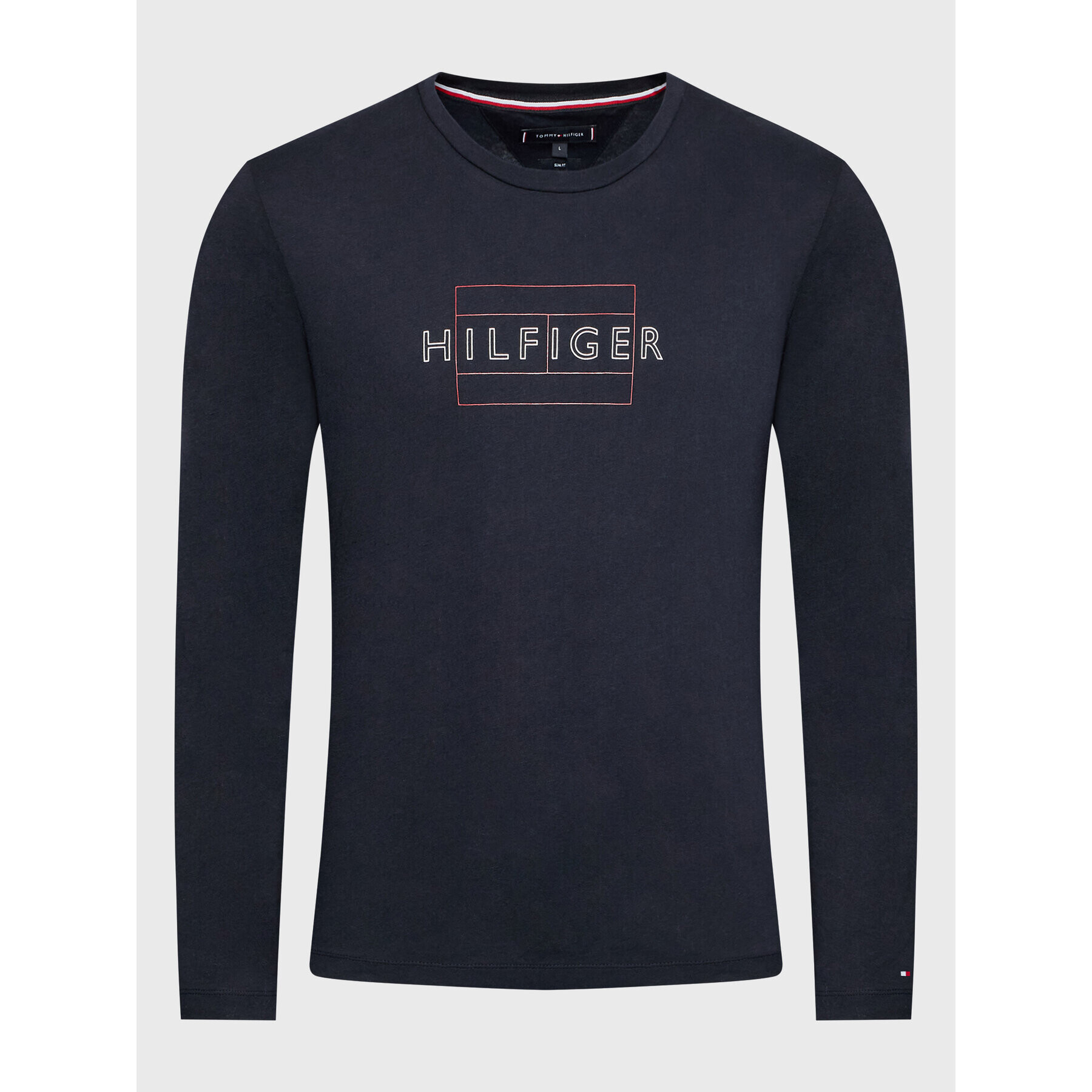 Tommy Hilfiger Longsleeve Linear Flag MW0MW25670 Bleumarin Slim Fit - Pled.ro