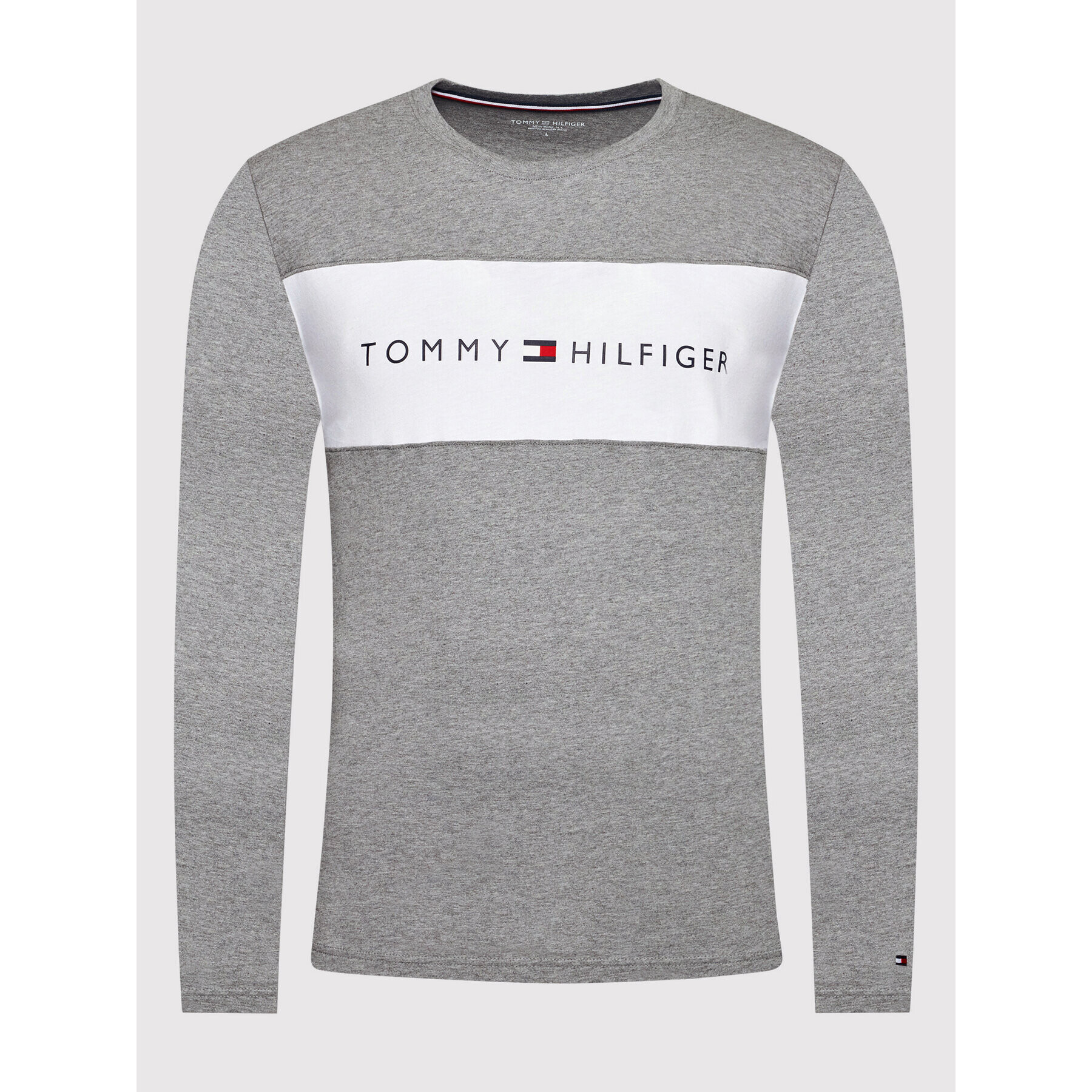 Tommy Hilfiger Longsleeve Logo Flag UM0UM01906 Gri Regular Fit - Pled.ro