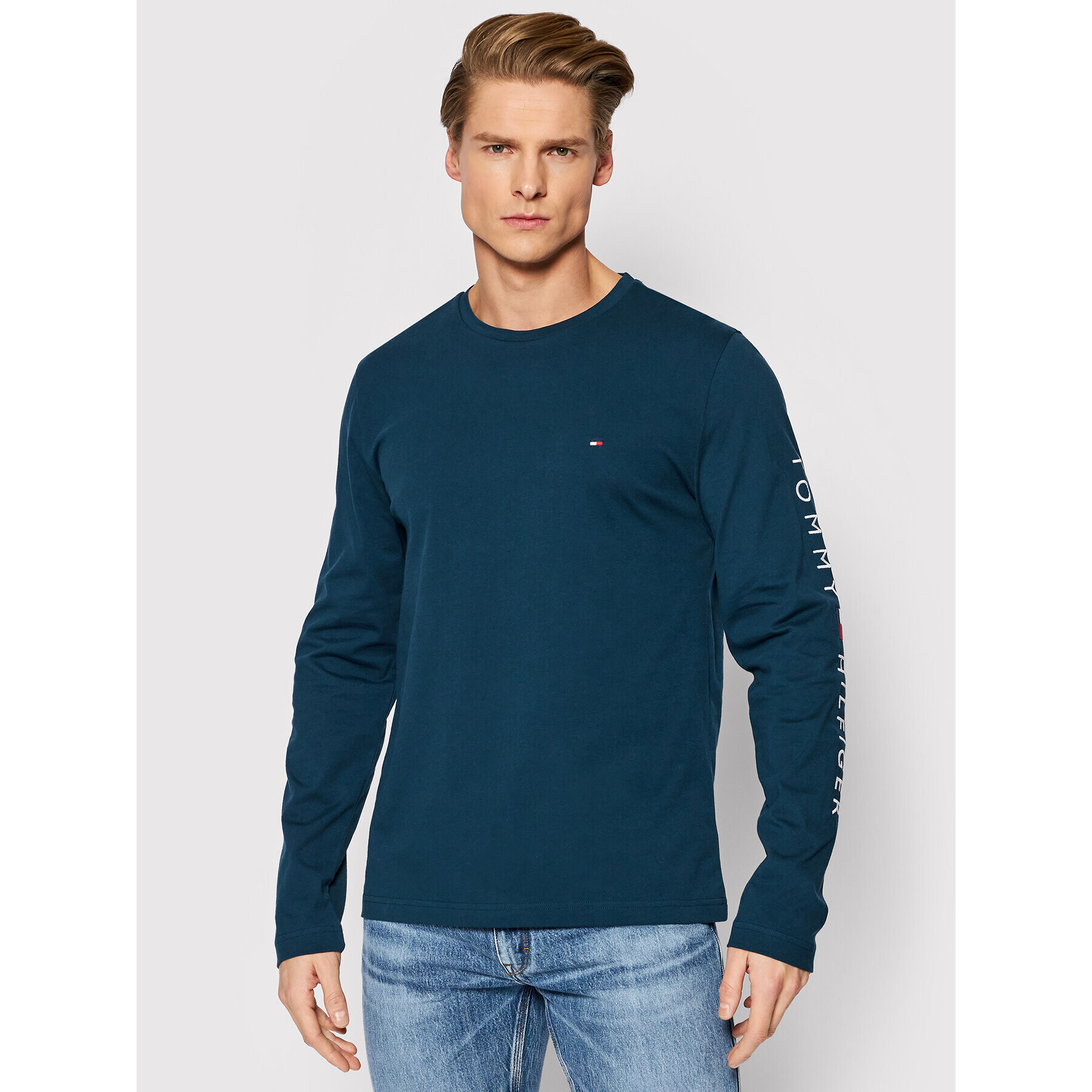 Tommy Hilfiger Longsleeve Logo MW0MW09096 Bleumarin Regular Fit - Pled.ro