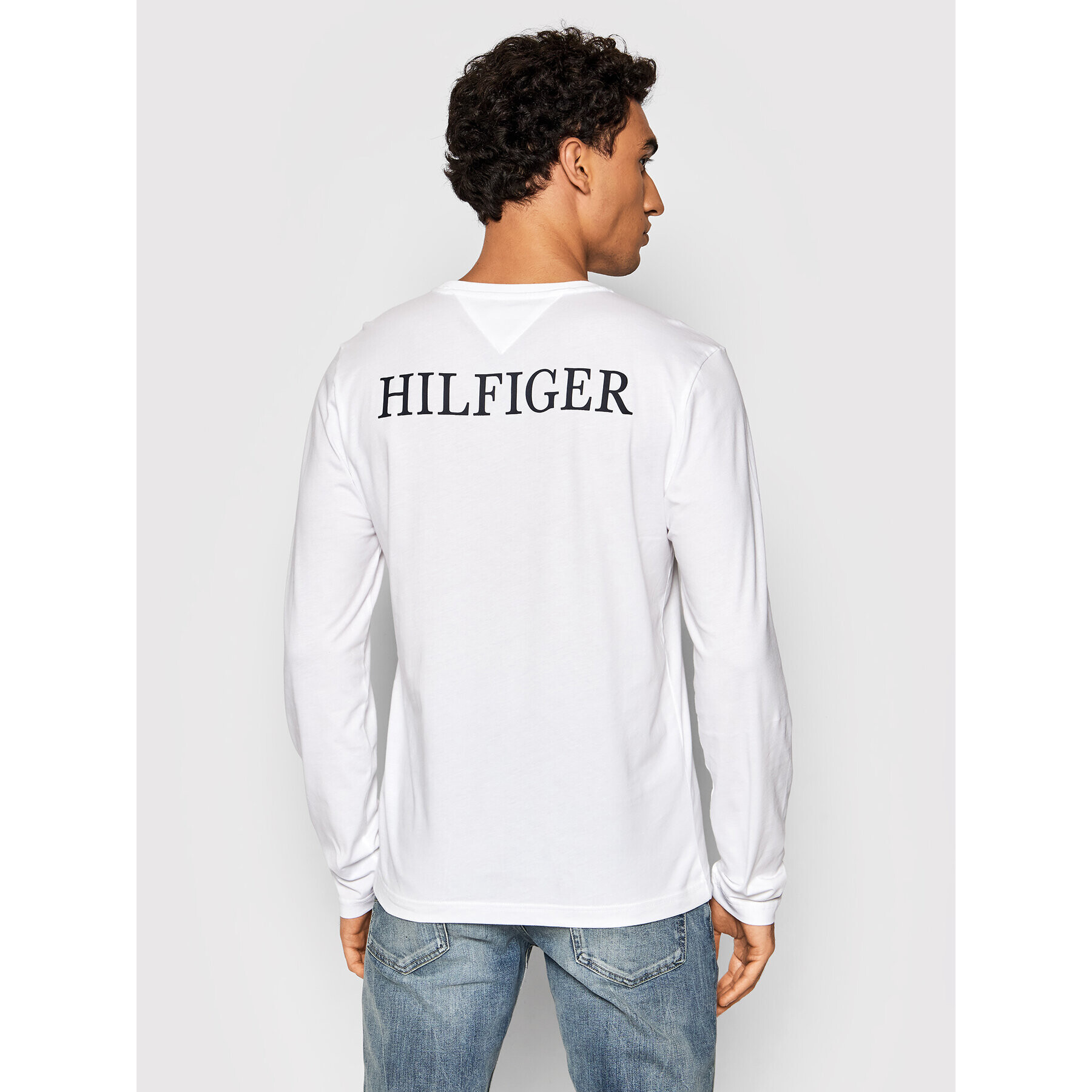 Tommy Hilfiger Longsleeve Logo On Back MW0MW21461 Alb Regular Fit - Pled.ro