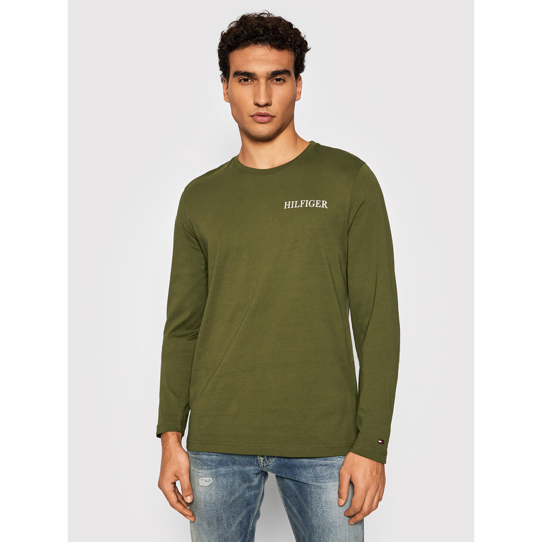 Tommy Hilfiger Longsleeve Logo On Back MW0MW21461 Verde Regular Fit - Pled.ro