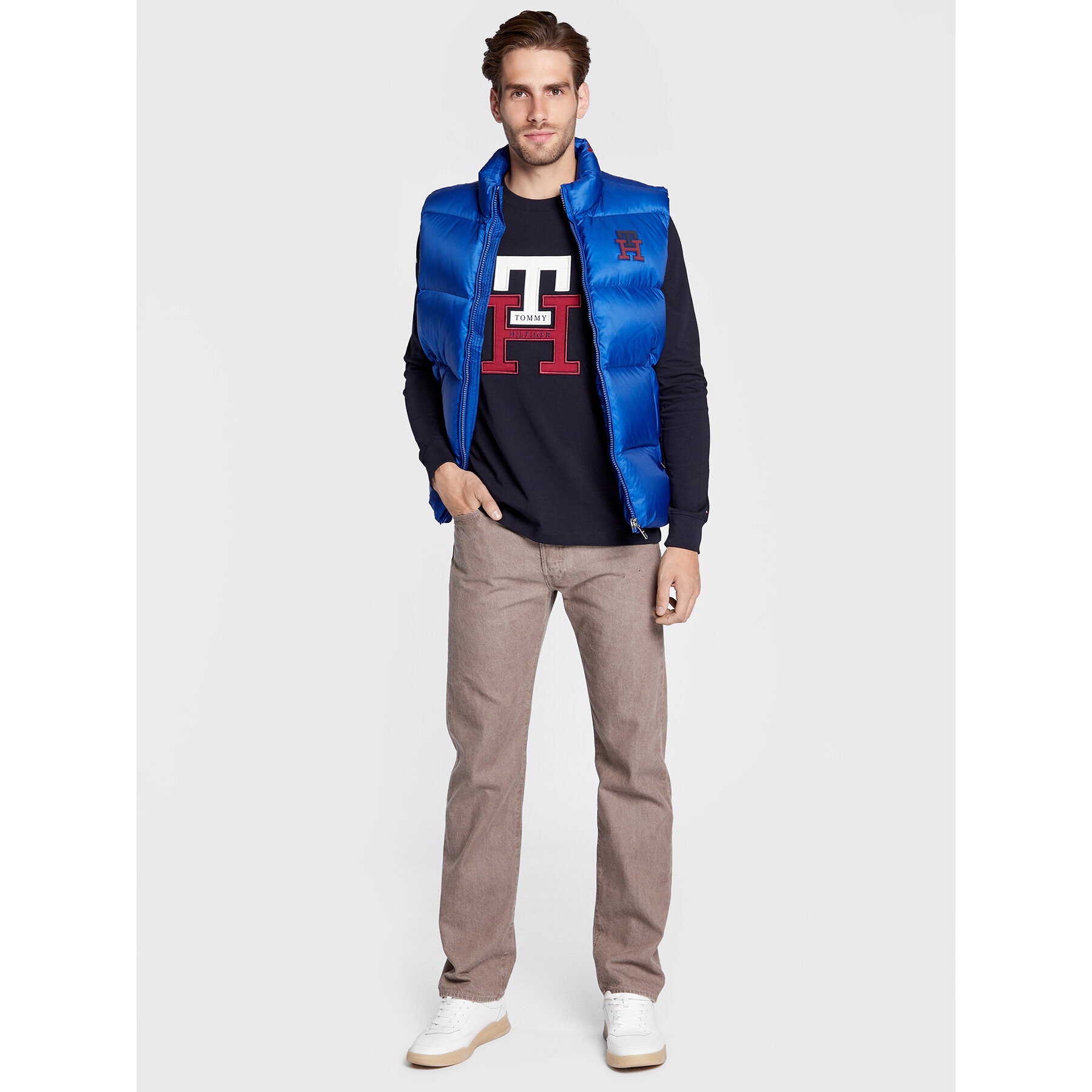 Tommy Hilfiger Longsleeve Lux Monogram MW0MW28229 Bleumarin Regular Fit - Pled.ro