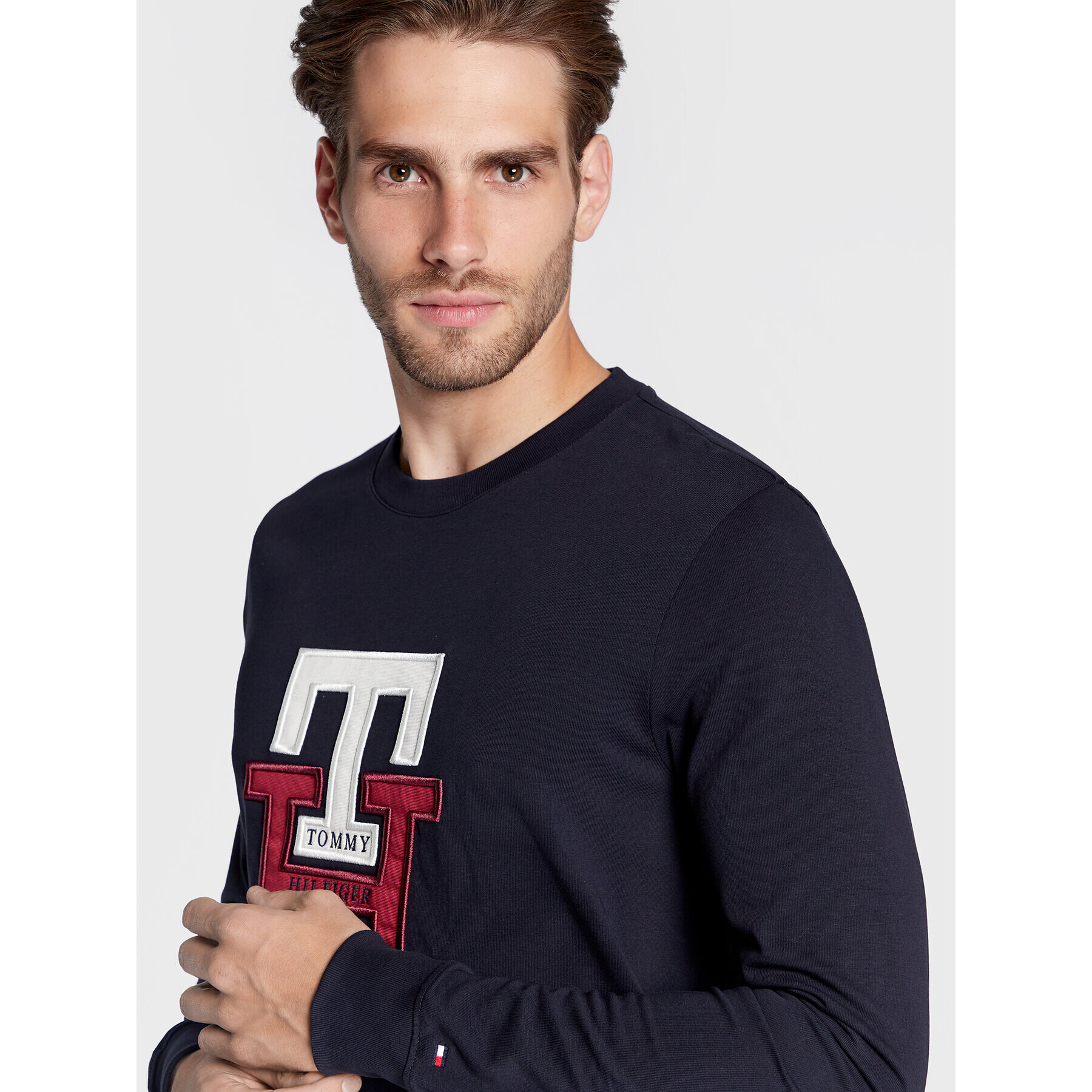 Tommy Hilfiger Longsleeve Lux Monogram MW0MW28229 Bleumarin Regular Fit - Pled.ro