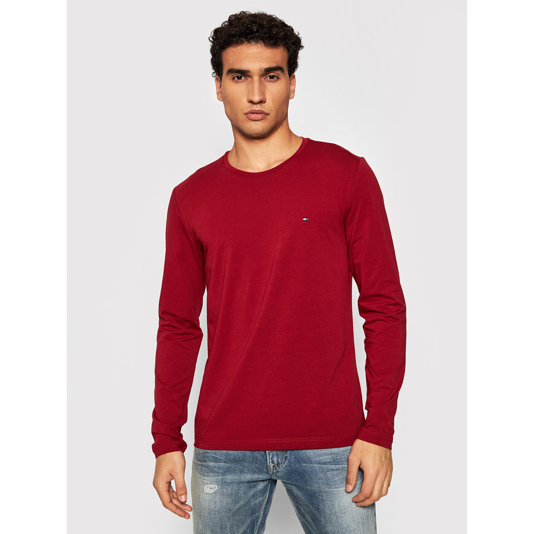 Tommy Hilfiger Longsleeve MW0MW10804 Vișiniu Slim Fit - Pled.ro