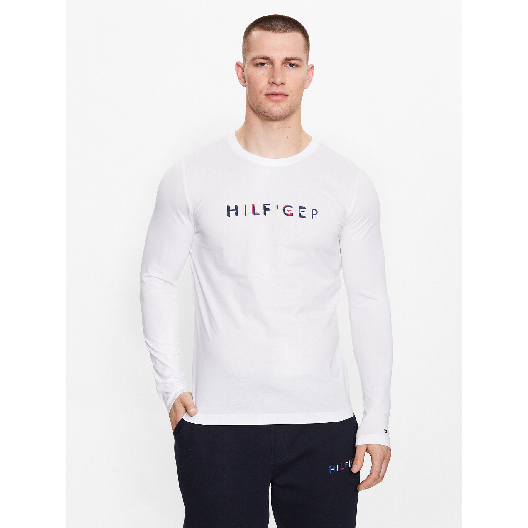 Tommy Hilfiger Longsleeve MW0MW31537 Alb Slim Fit - Pled.ro