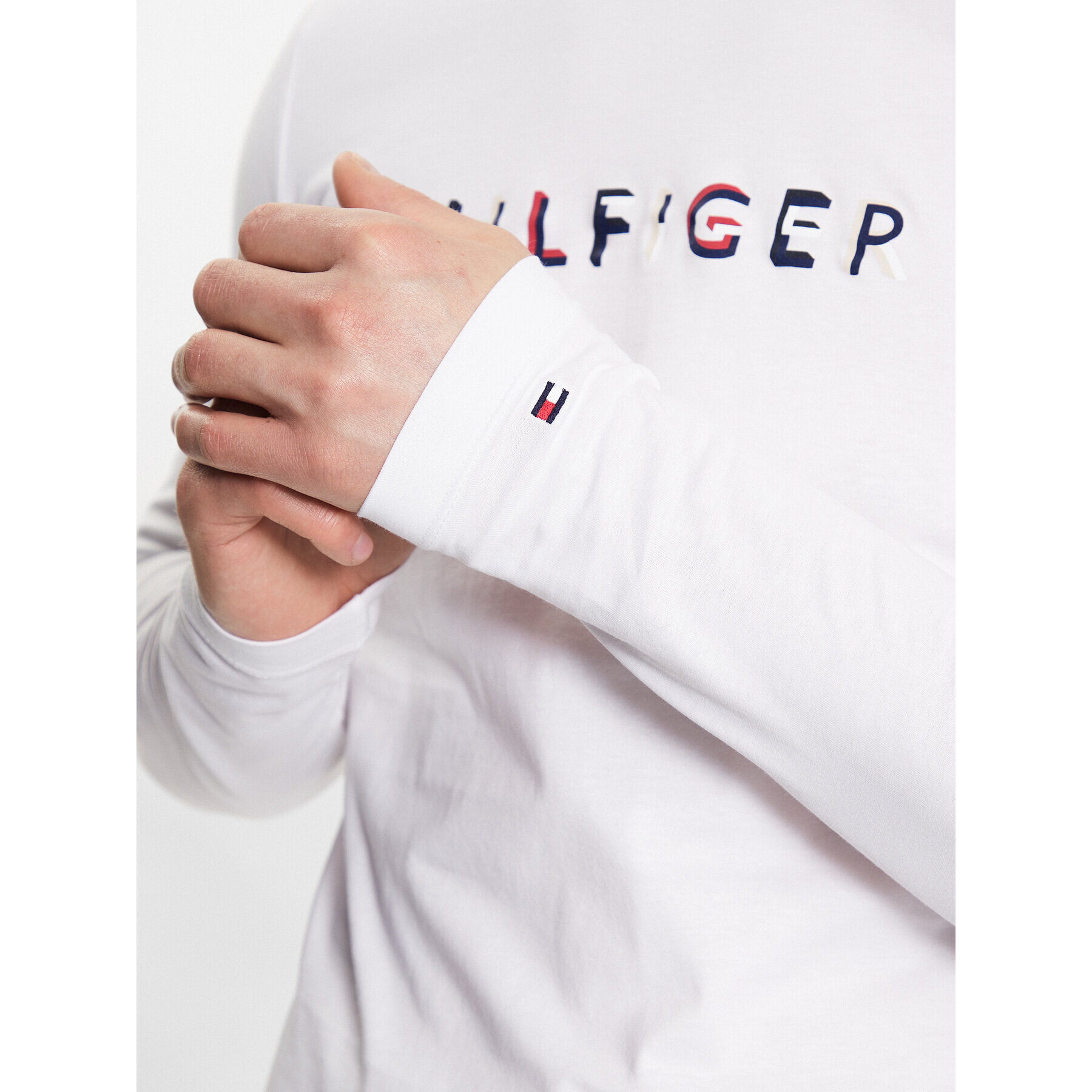 Tommy Hilfiger Longsleeve MW0MW31537 Alb Slim Fit - Pled.ro