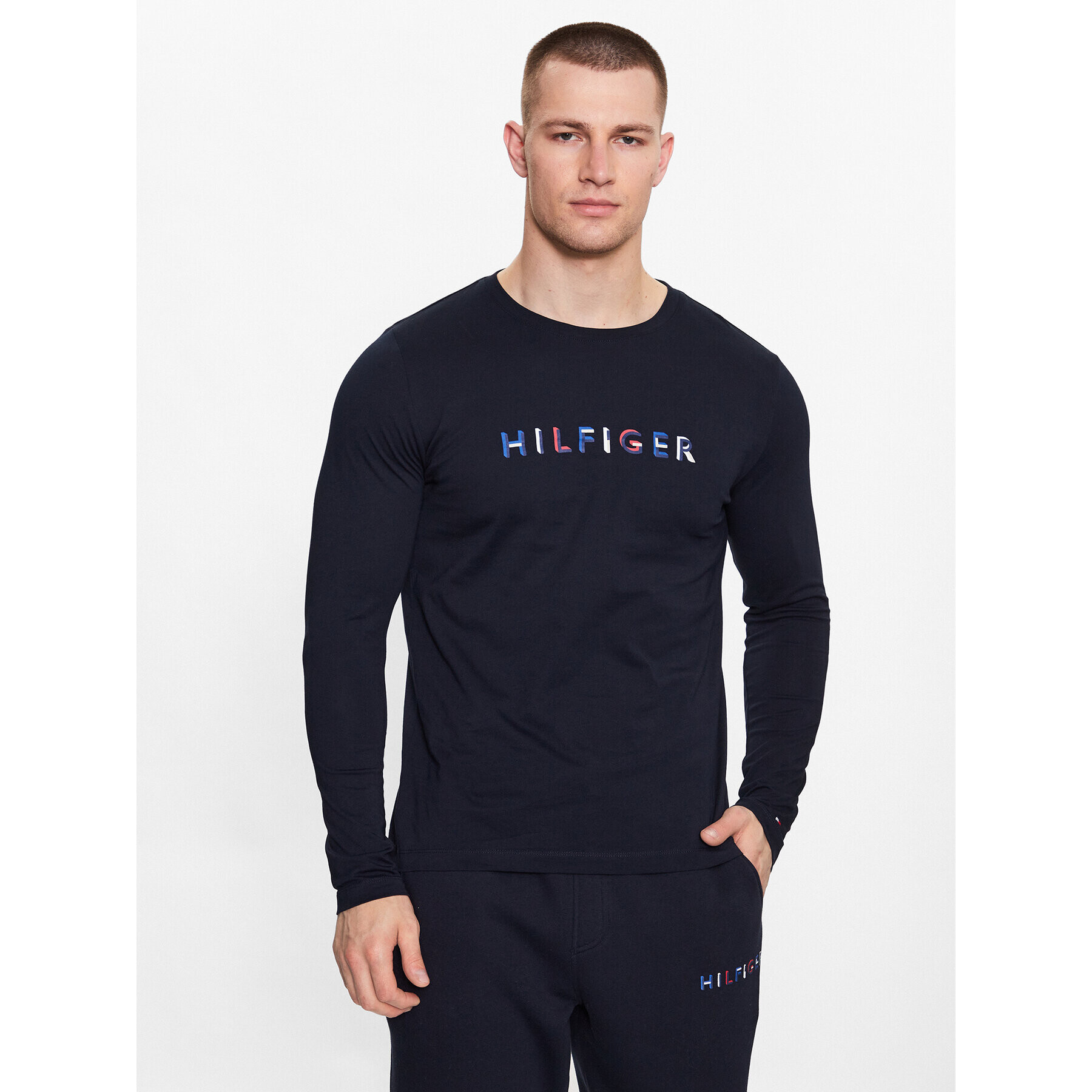 Tommy Hilfiger Longsleeve MW0MW31537 Bleumarin Slim Fit - Pled.ro