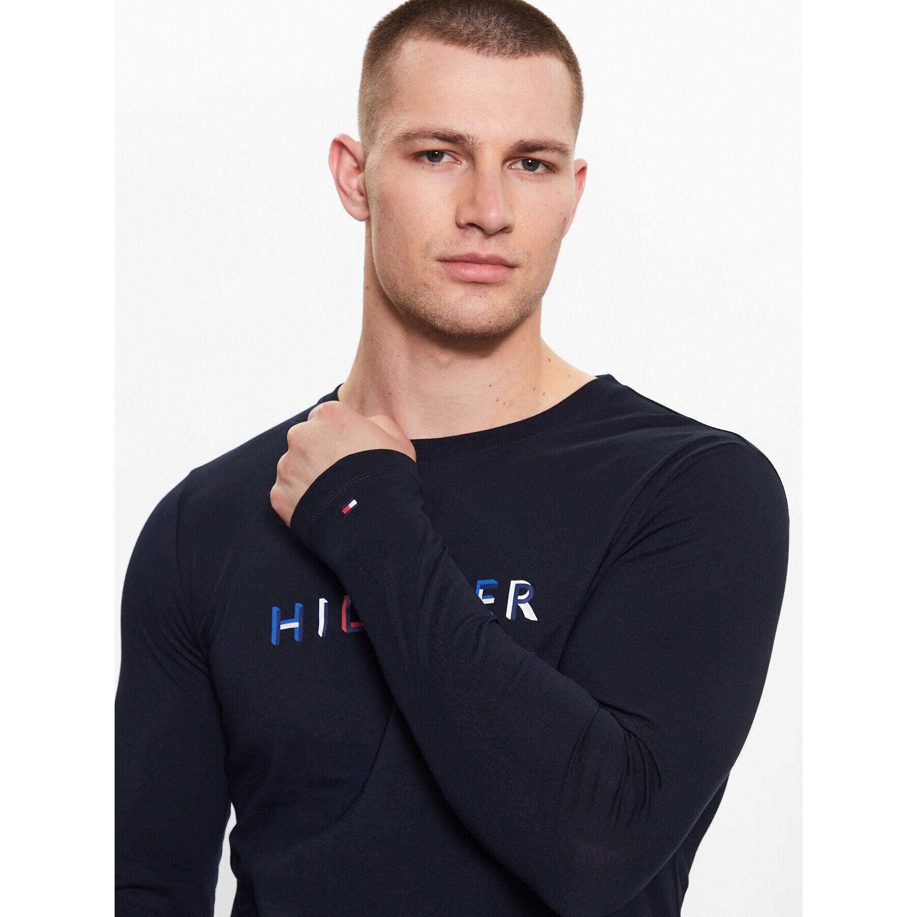 Tommy Hilfiger Longsleeve MW0MW31537 Bleumarin Slim Fit - Pled.ro